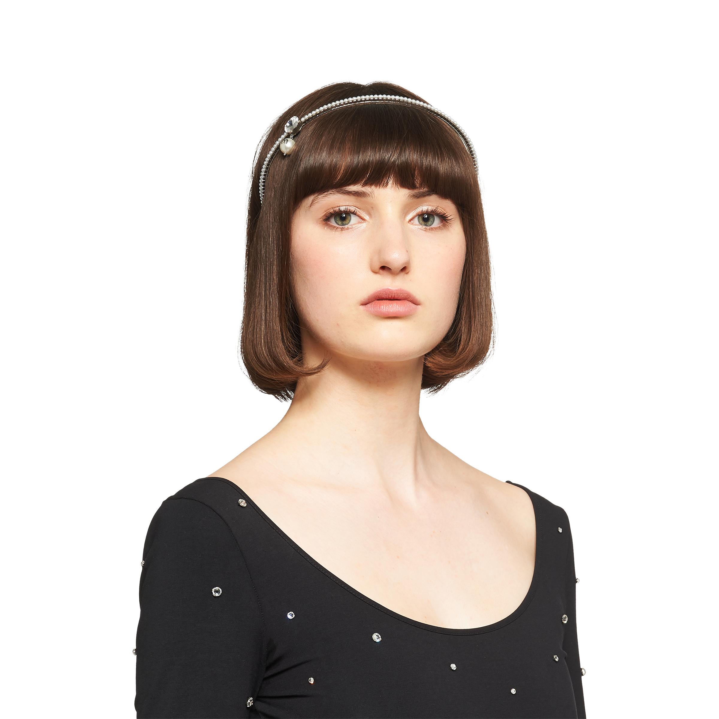 Miu Miu Headband With Crystals And Pearl in Black | Lyst