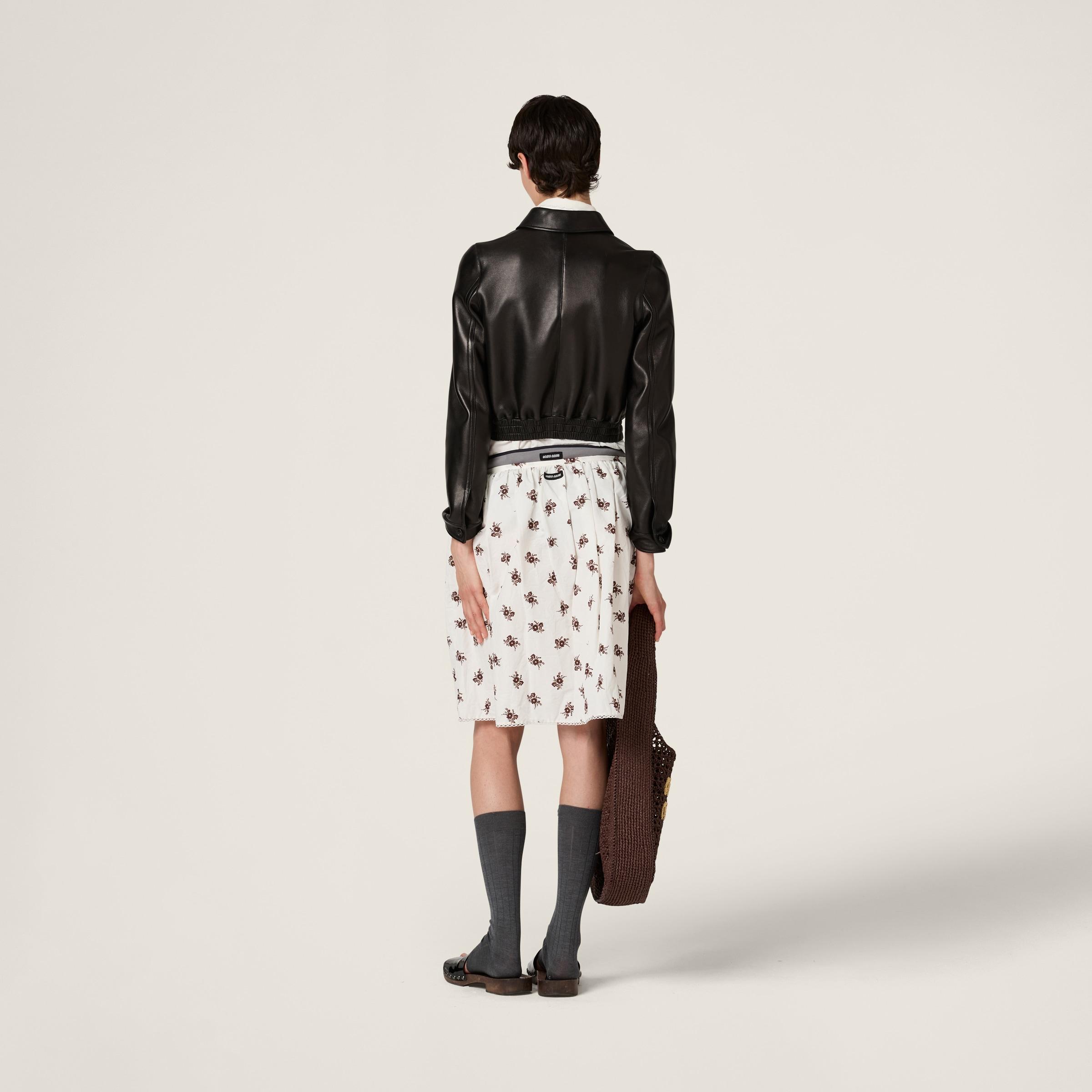 Miu Miu Printed Slubbed Poplin Skirt in White | Lyst