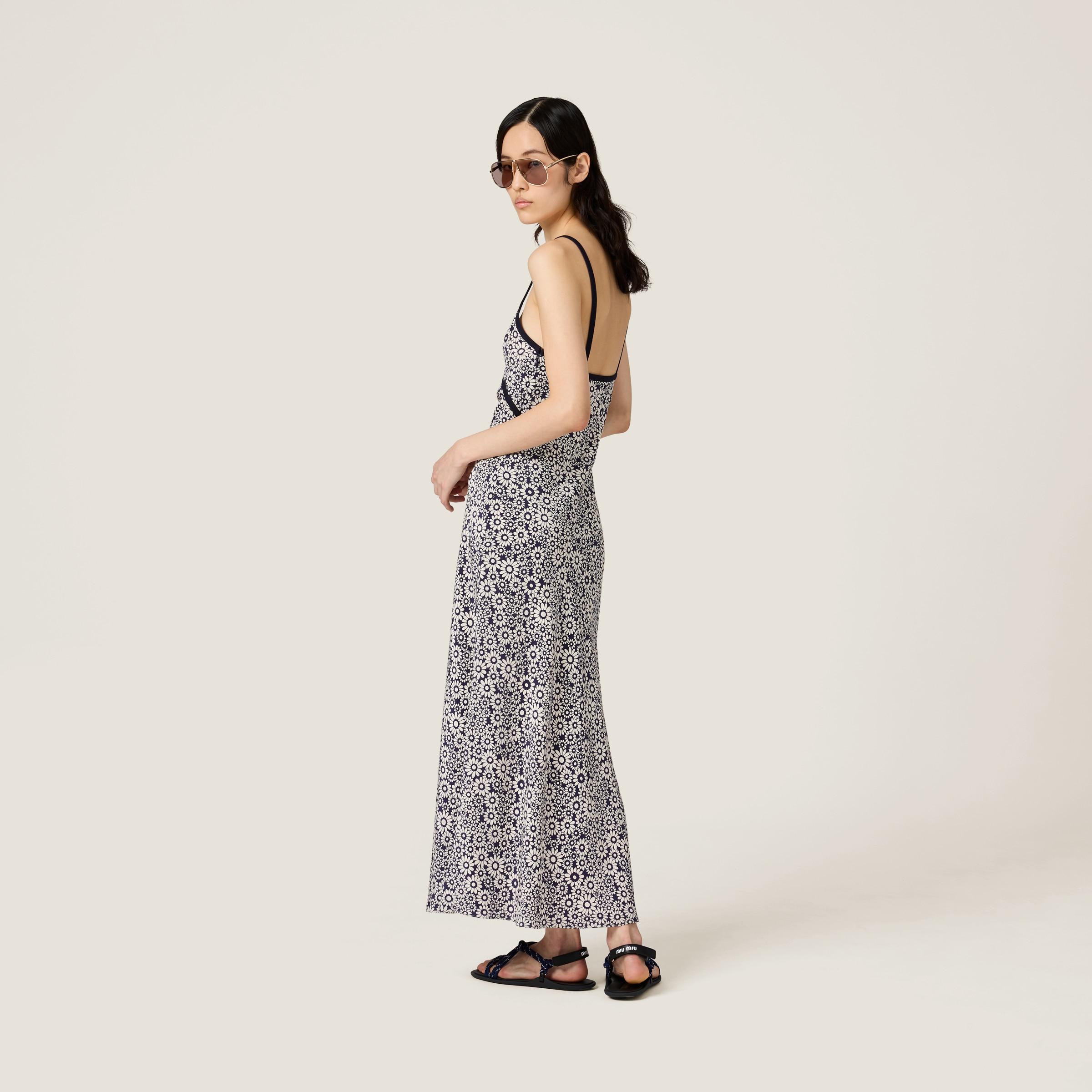 MiuMiu＊Printed crepe de chine dress シルクドレス＊送料込 Blue crepe de chine dress with elegant details | Iceberg