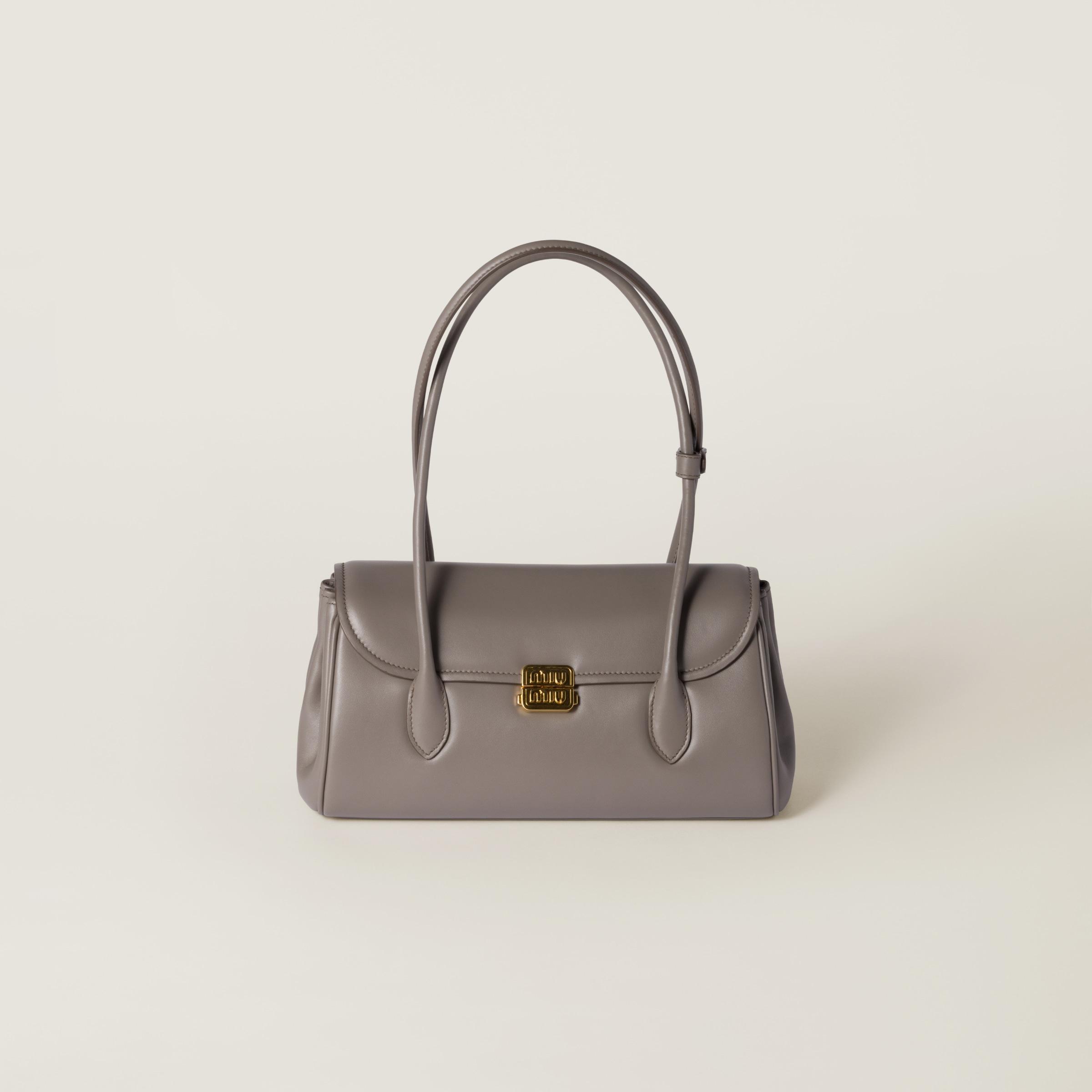 Miu Miu Leather Shoulder Bag in Gray | Lyst