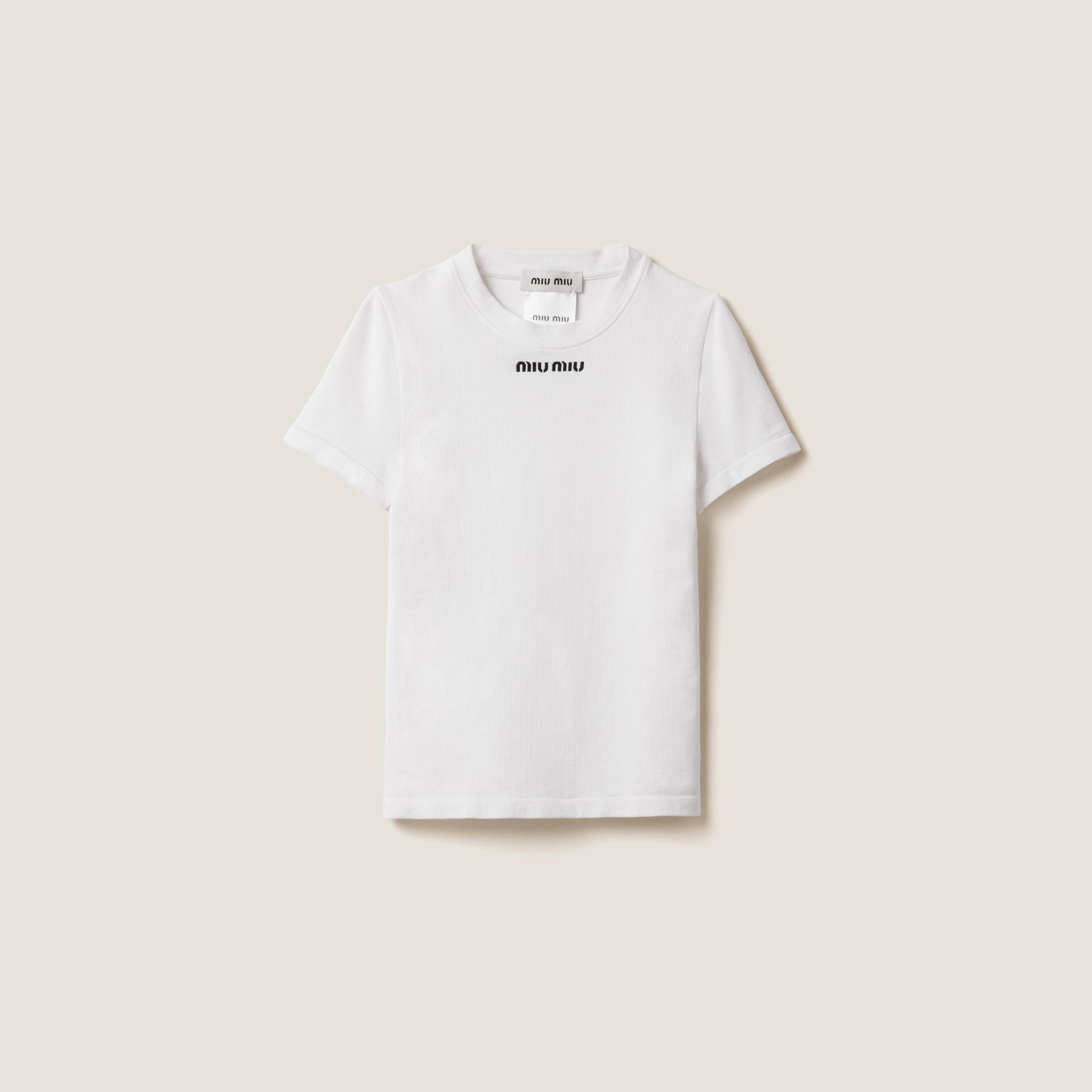 Miu Miu Seamless T-Shirt in White | Lyst