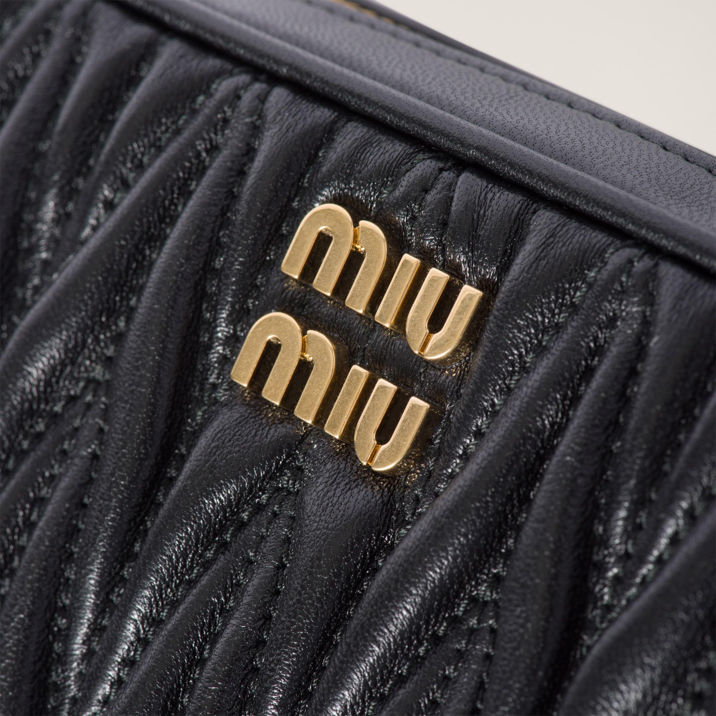 Miu Miu Matelassé Nappa Leather Pouch in Black | Lyst
