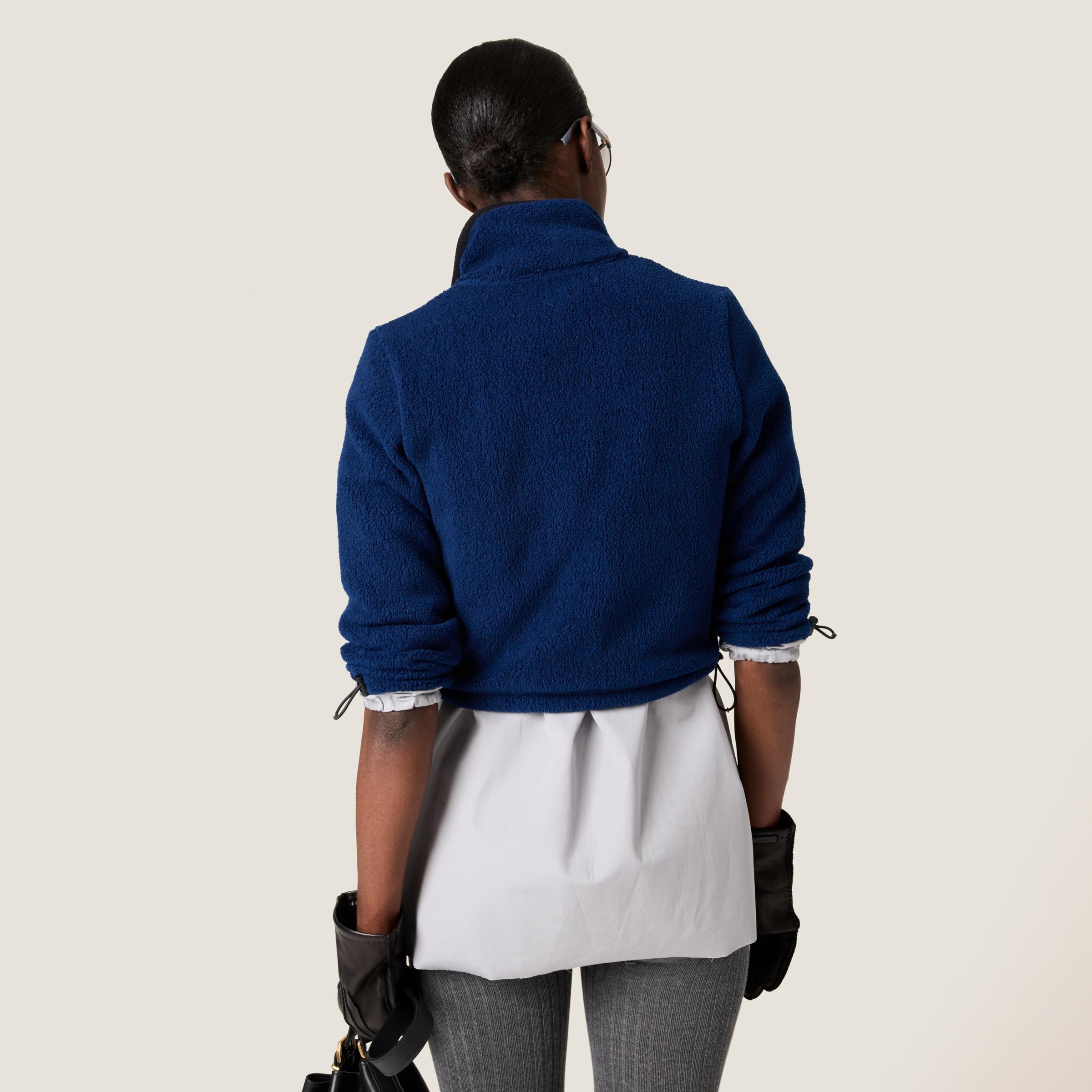 Miu Miu Cotton Fleece Cropped Sweatshirt in Blue | Lyst