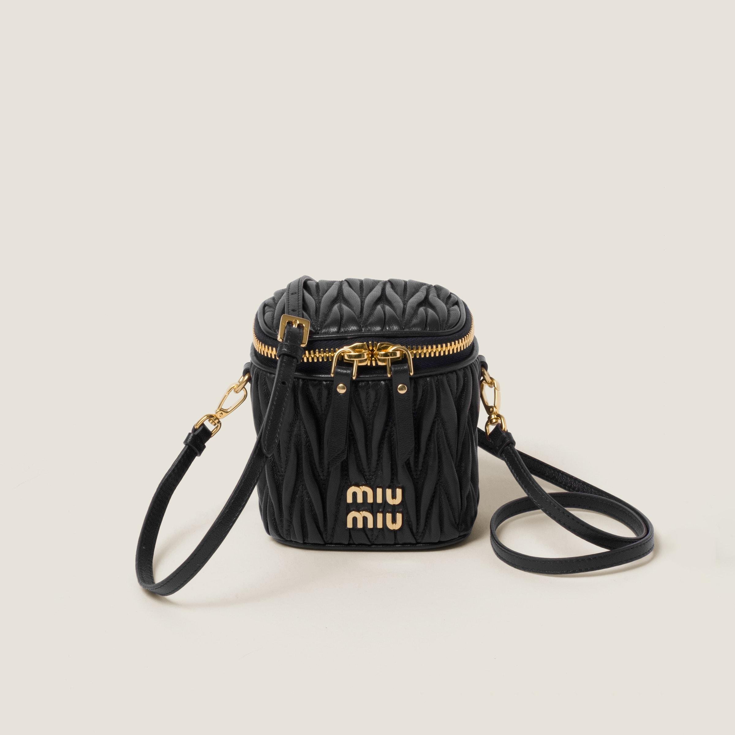 Miu Miu Matelassé Nappa Leather Micro Bag in Black | Lyst