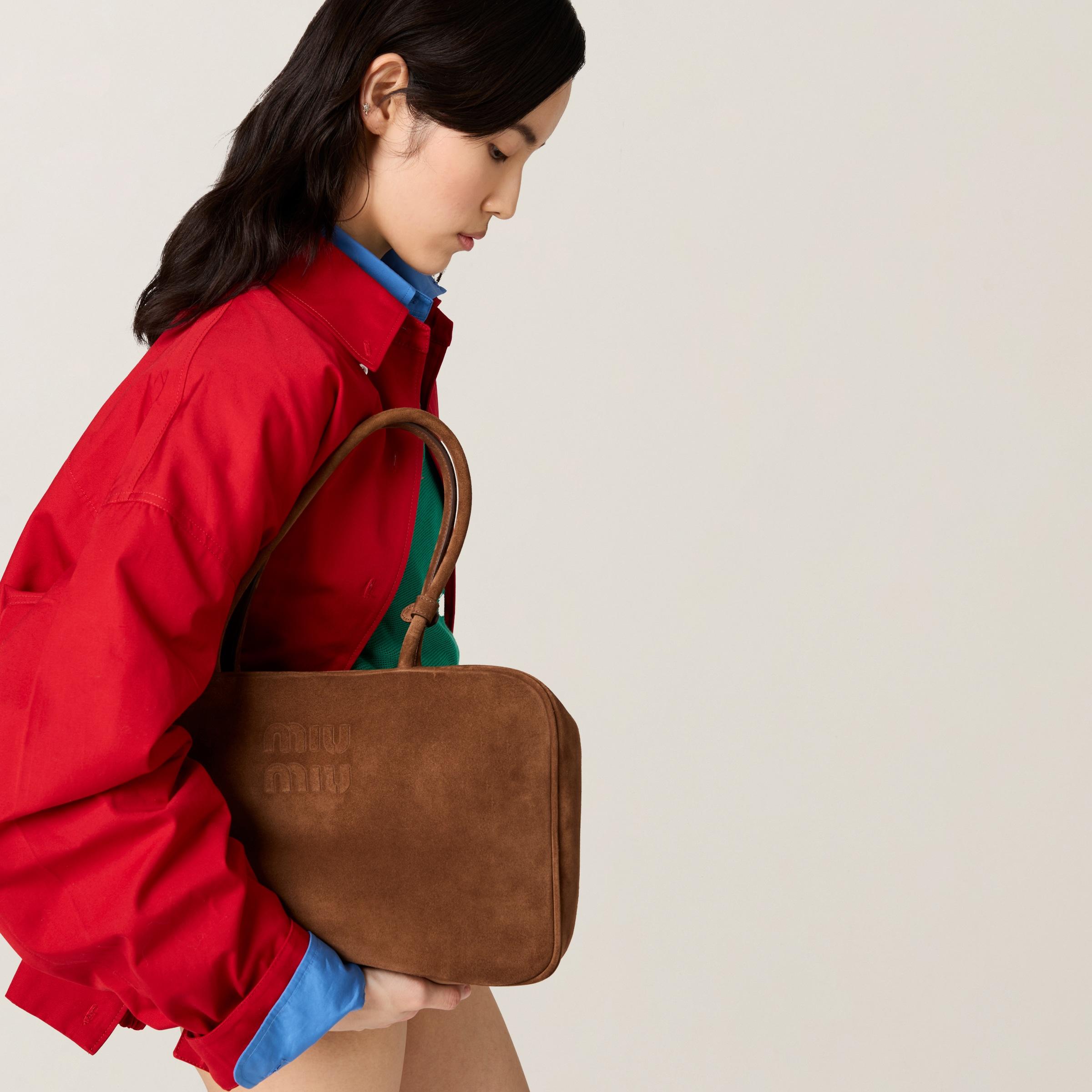 Miu Miu Suede Beau Bag in Brown | Lyst