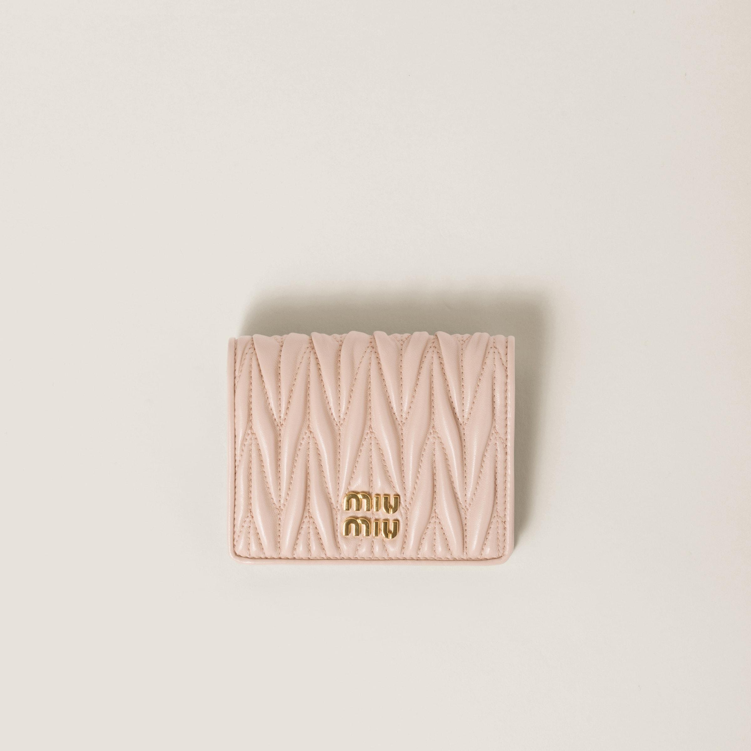 【MIU MIU】MATELASSE WALLET Miu Miu Pink Nappa Leather Matelasse Small Wallet - Shop Miu