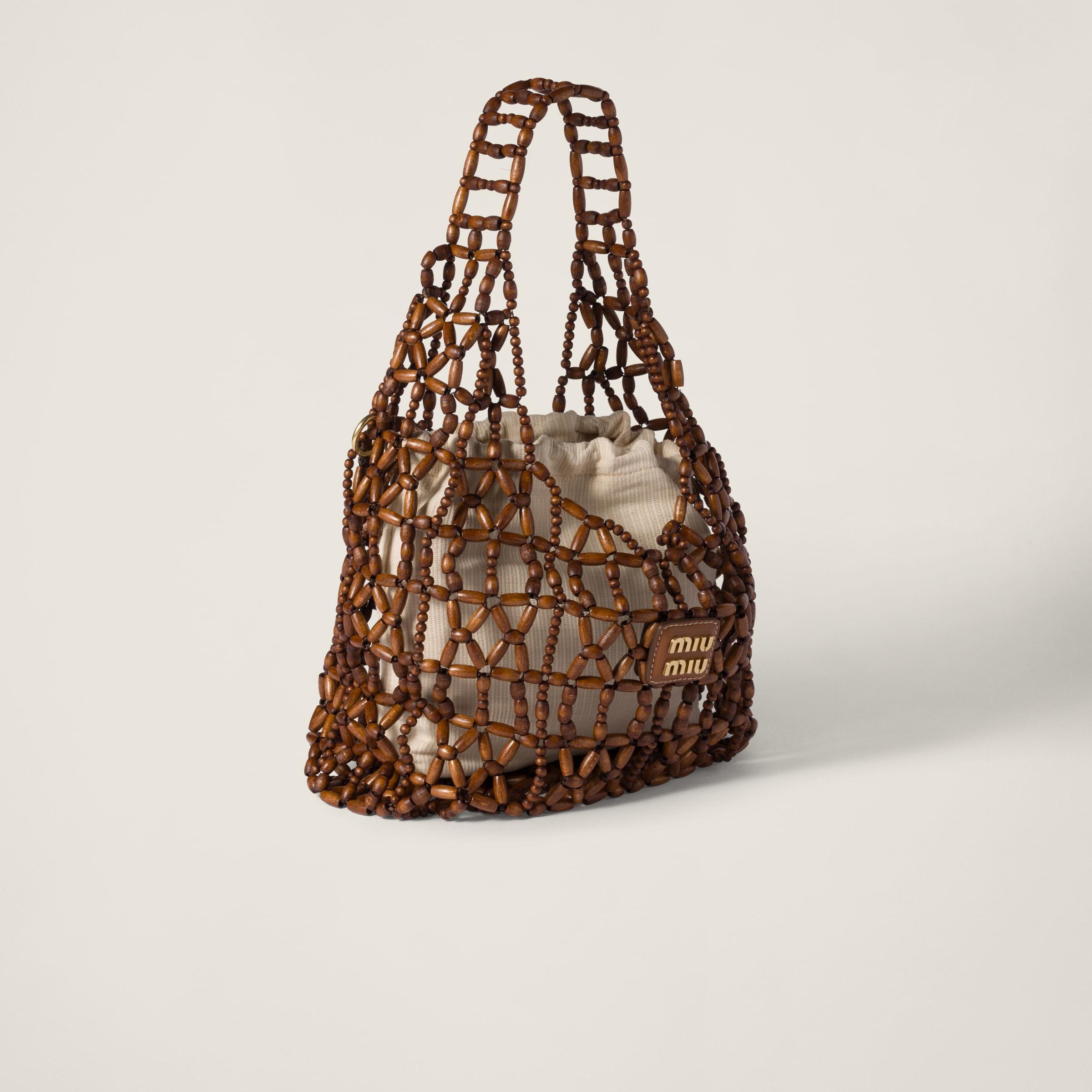 MIUMIU ポーチ付きメッシュトートバッグ ブラウン Miu Miu Mesh Bag in Brown | Lyst