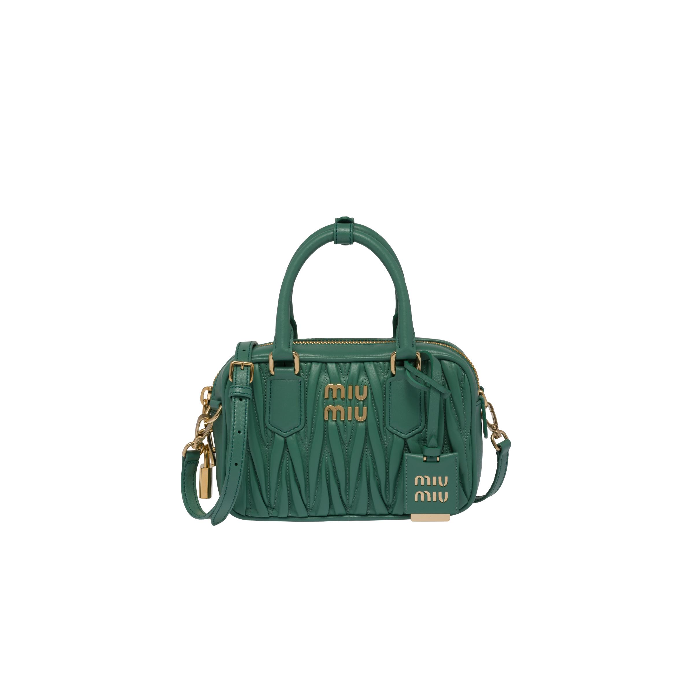 Miu Miu Matelassé Nappa Leather Top-handle Bag in Green | Lyst