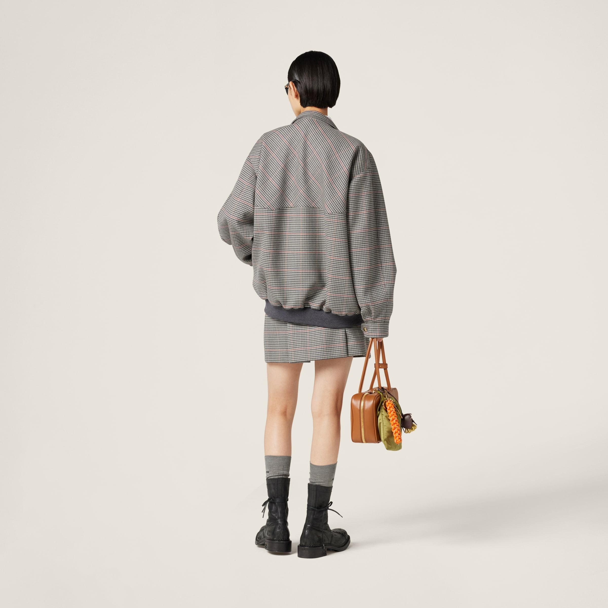 Miu Miu Checked Blouson Jacket in Gray | Lyst