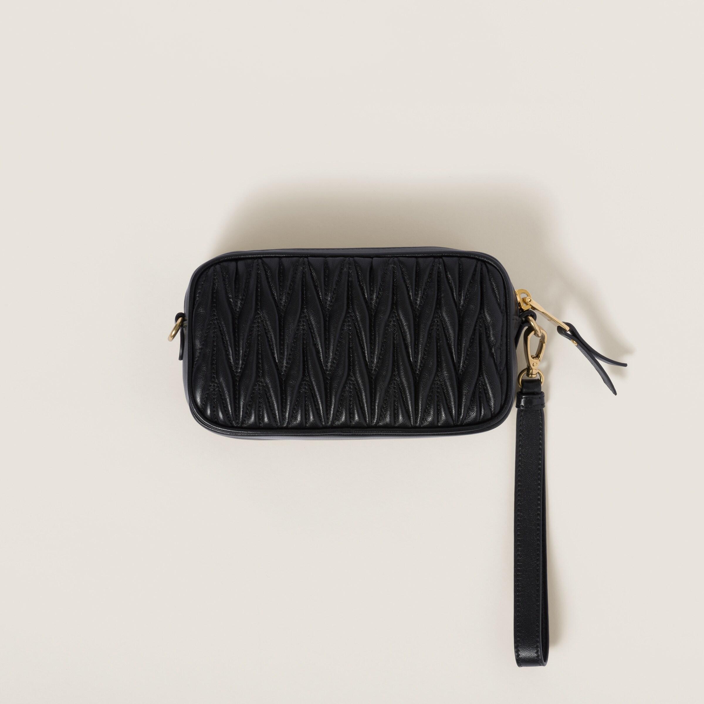 Miu Miu Matelassé Nappa Leather Pouch in Black | Lyst