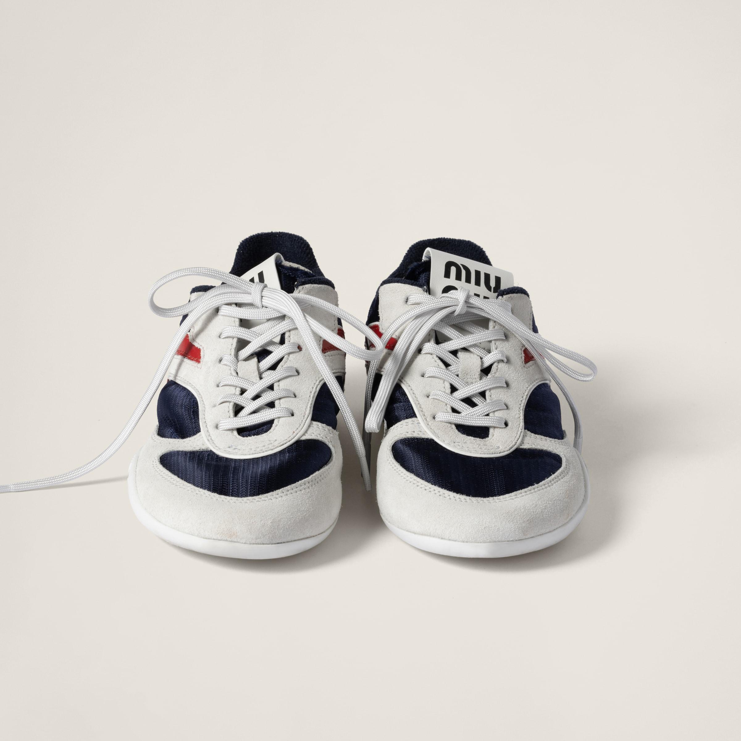 Miu Miu Gymnasium Technical Fabric And Suede Sneakers in