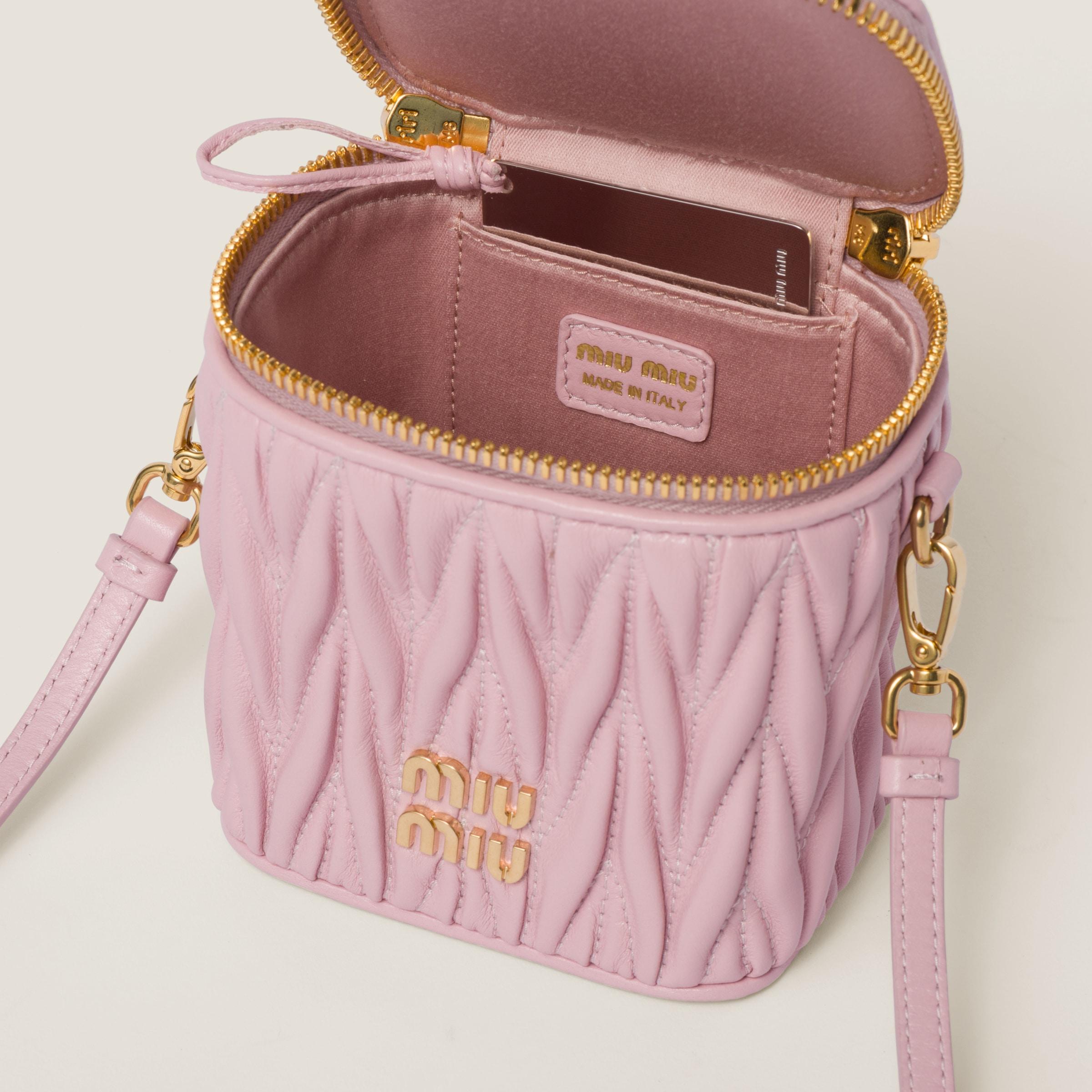 Miu Miu Matelassé Nappa Leather Micro Bag in Pink | Lyst UK