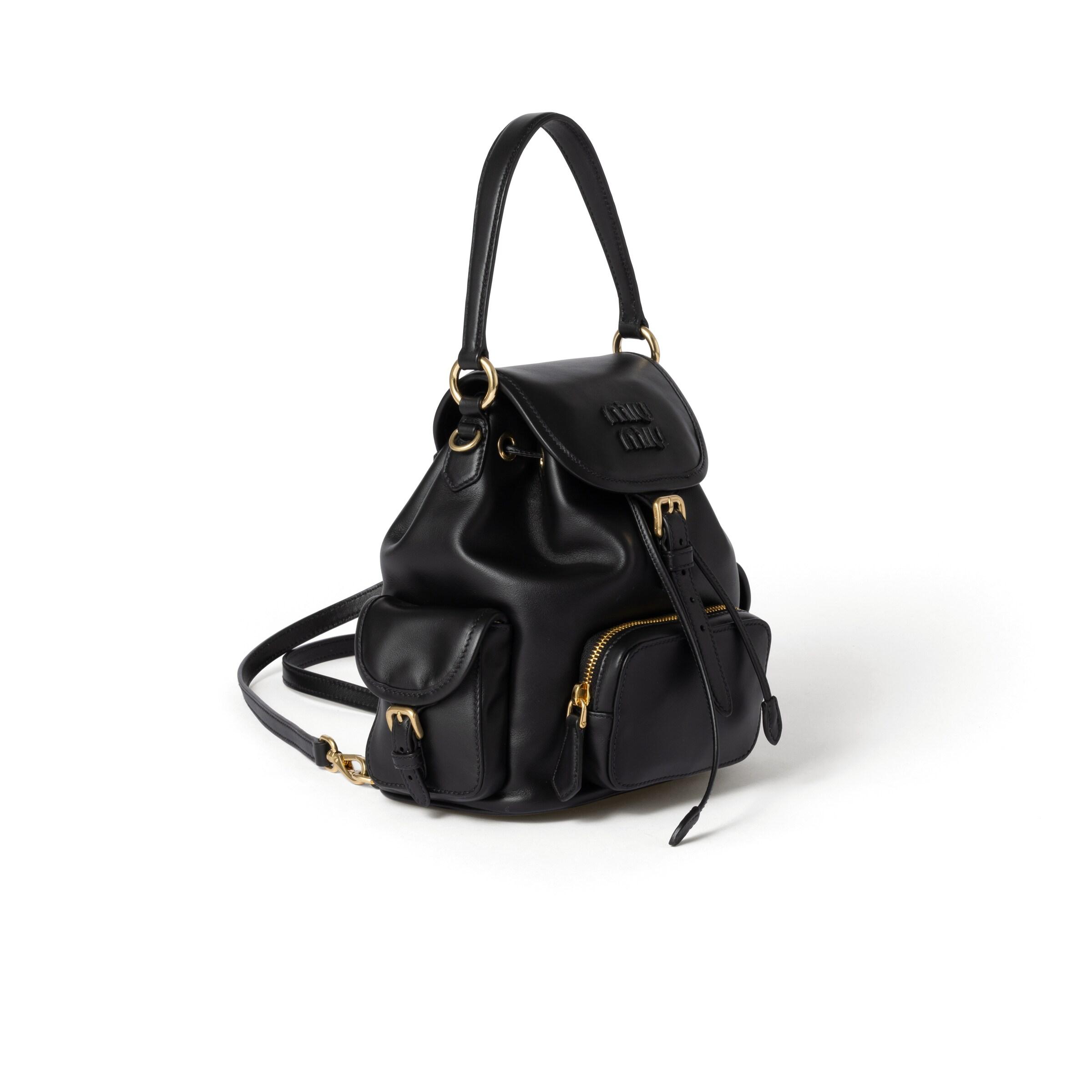 Miu Miu Leather Backpack in Black | Lyst