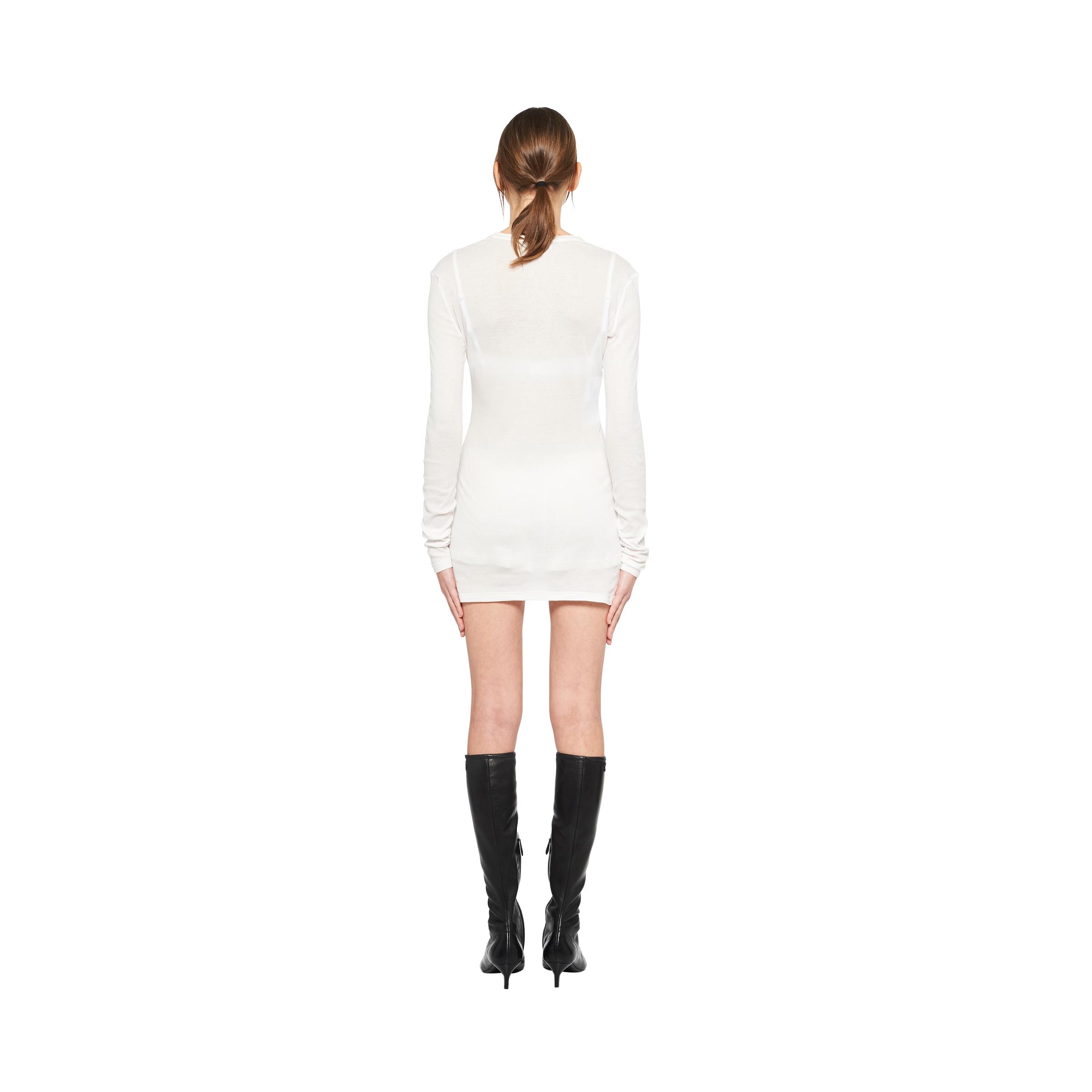 Miu Miu Ribbed Knit Jersey Dress in White | Lyst