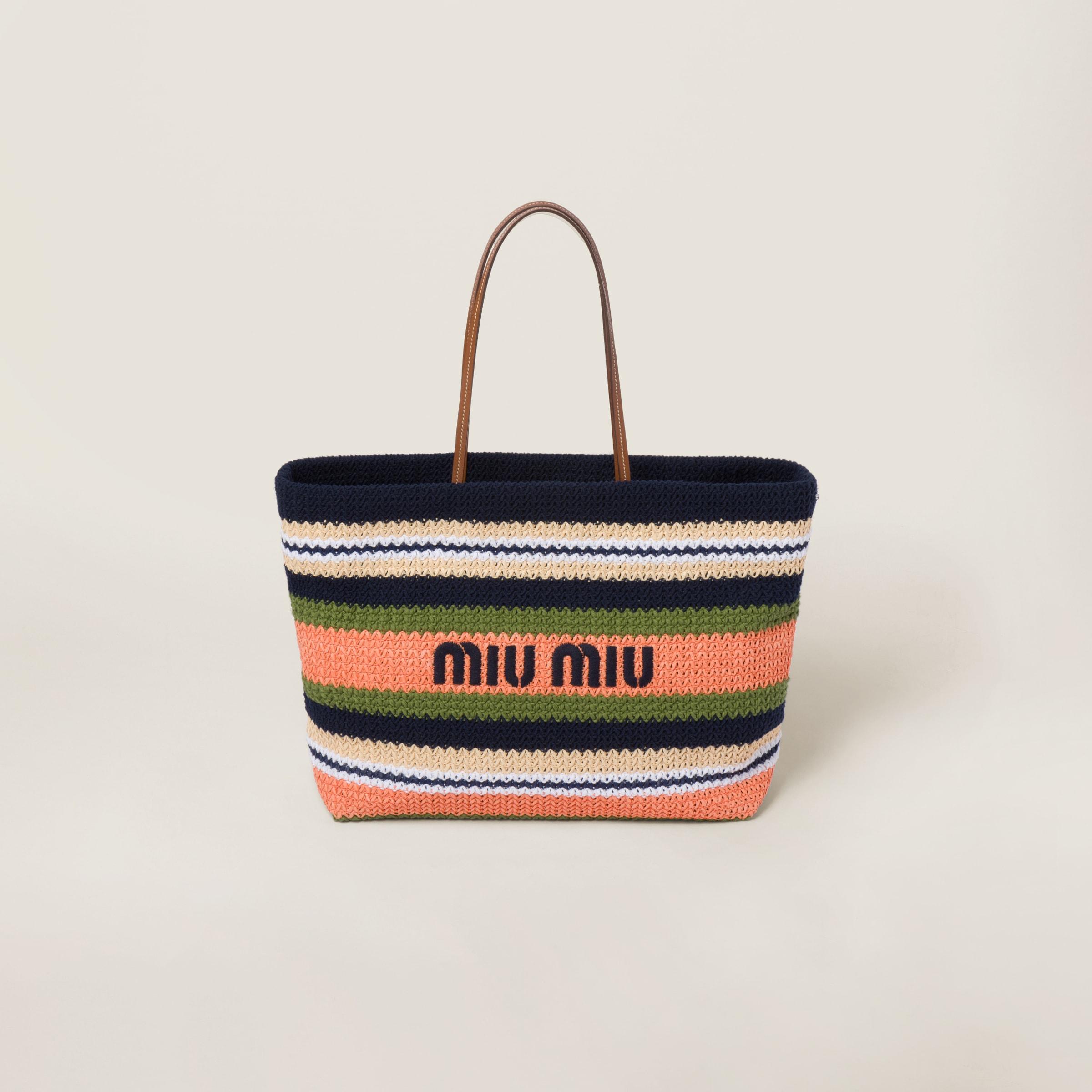 Miu Miu Woven Fabric Tote Bag | Lyst