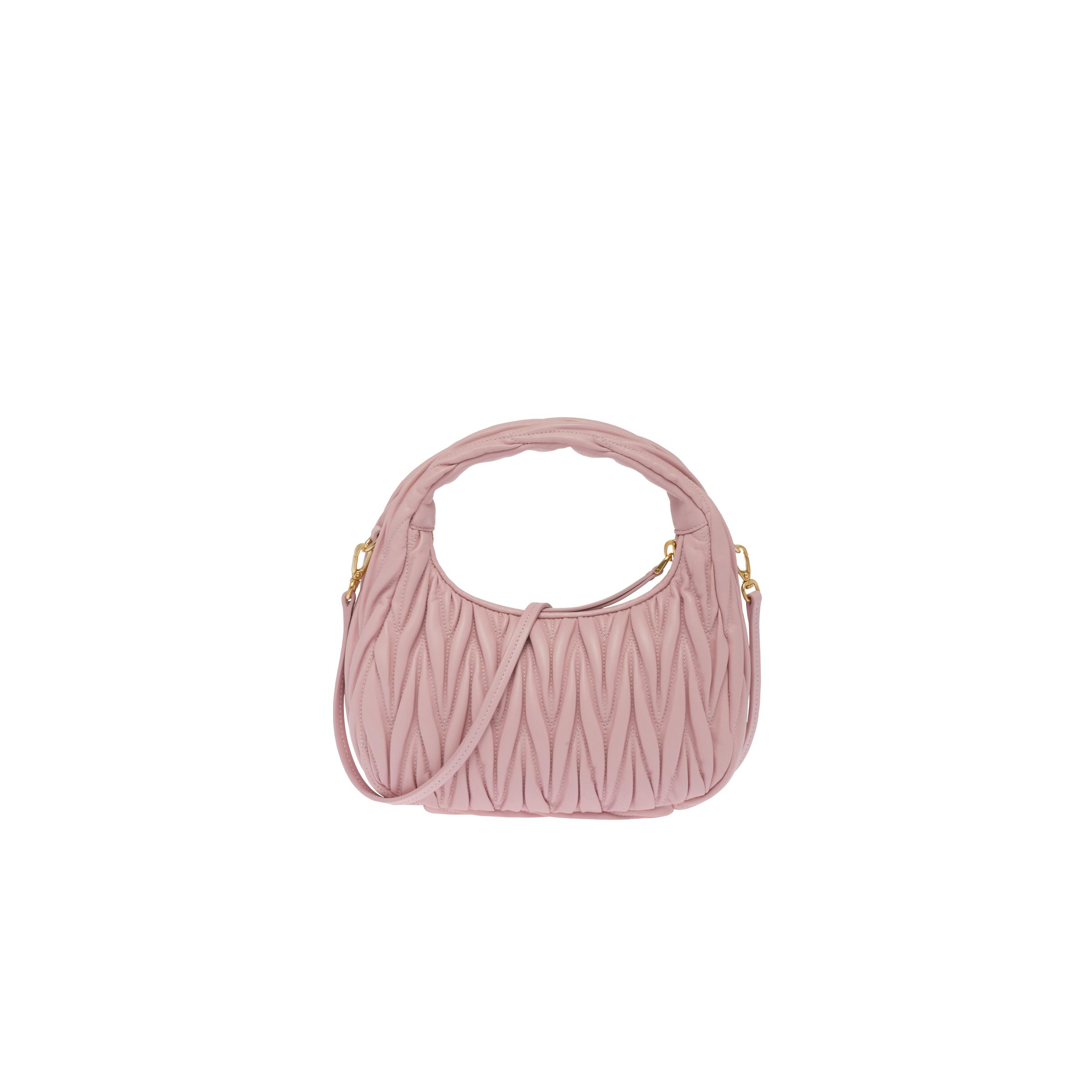 Alabaster Pink Wander Matelassé Nappa Leather Mini Hobo Bag