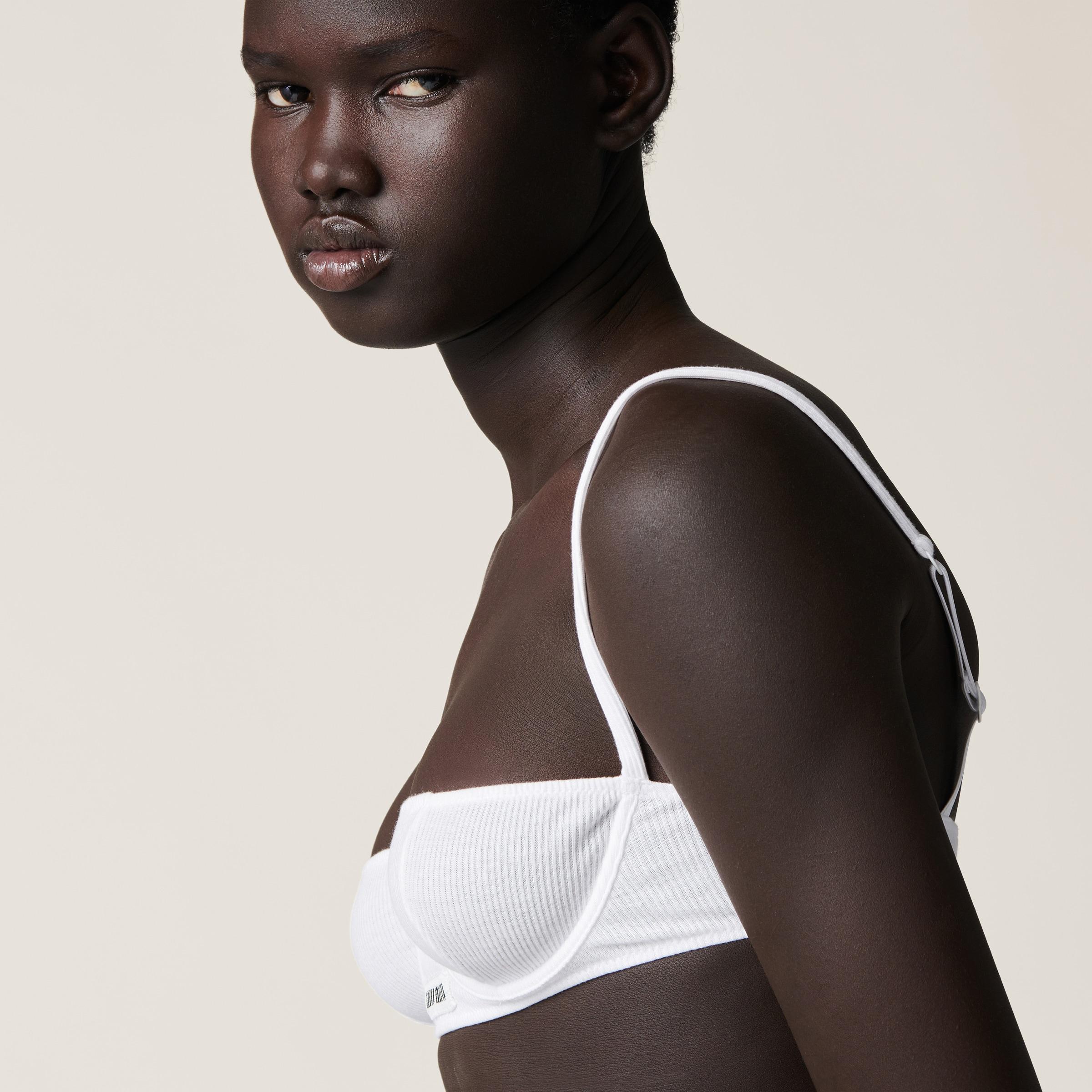 【日本入手困難】ミュウミュウ Ribbed knit demi bra ブラジャー miu-miu-White-Ribbed-Knit-Demi