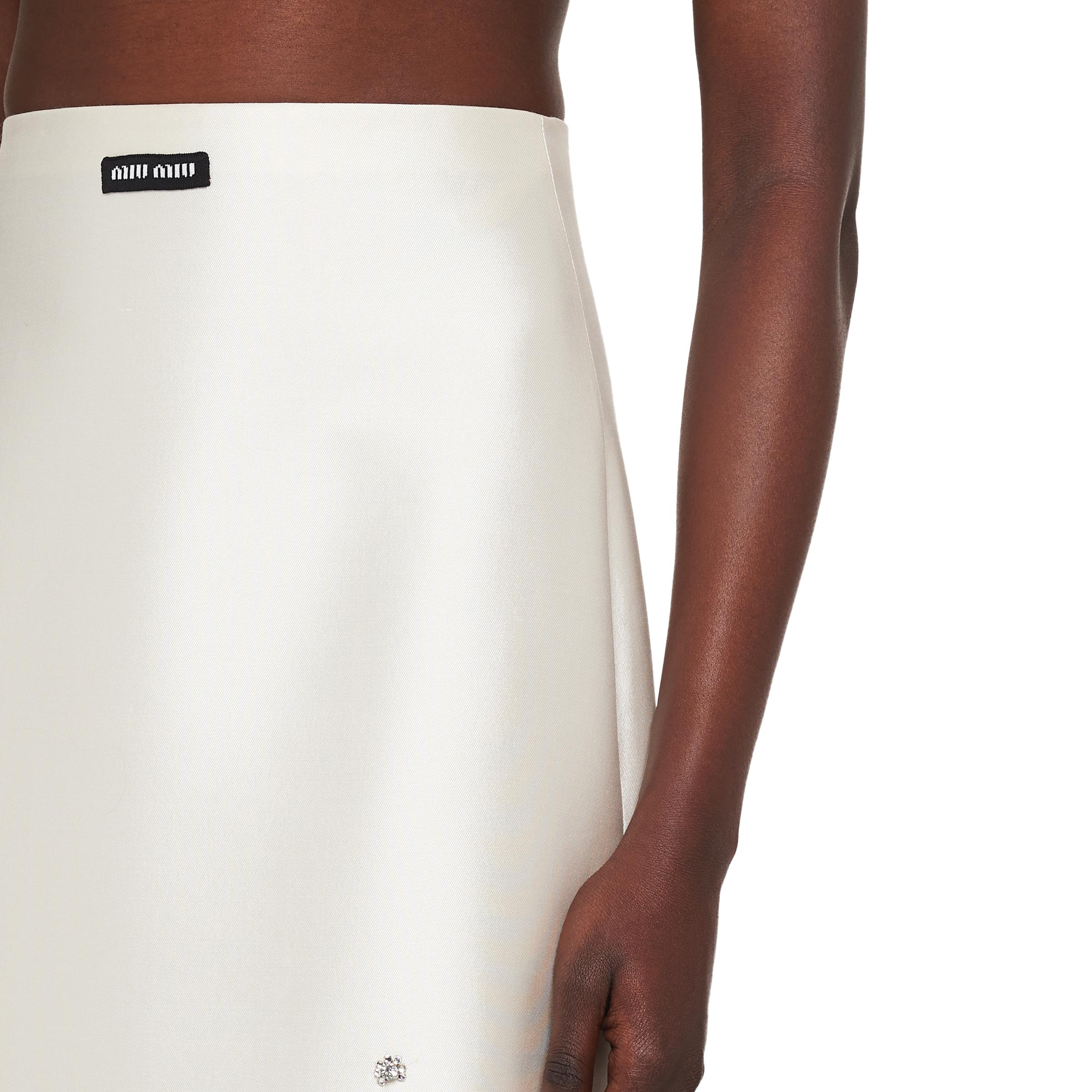 Miu Miu Embroidered Silk And Wool Skirt in White | Lyst