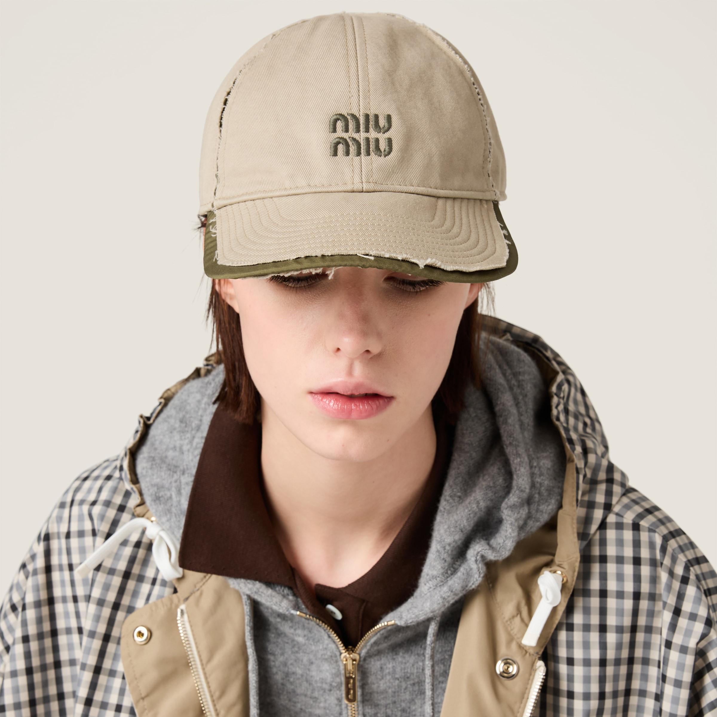 Miu Miu Drill And Poplin Baseball Cap in White | Lyst