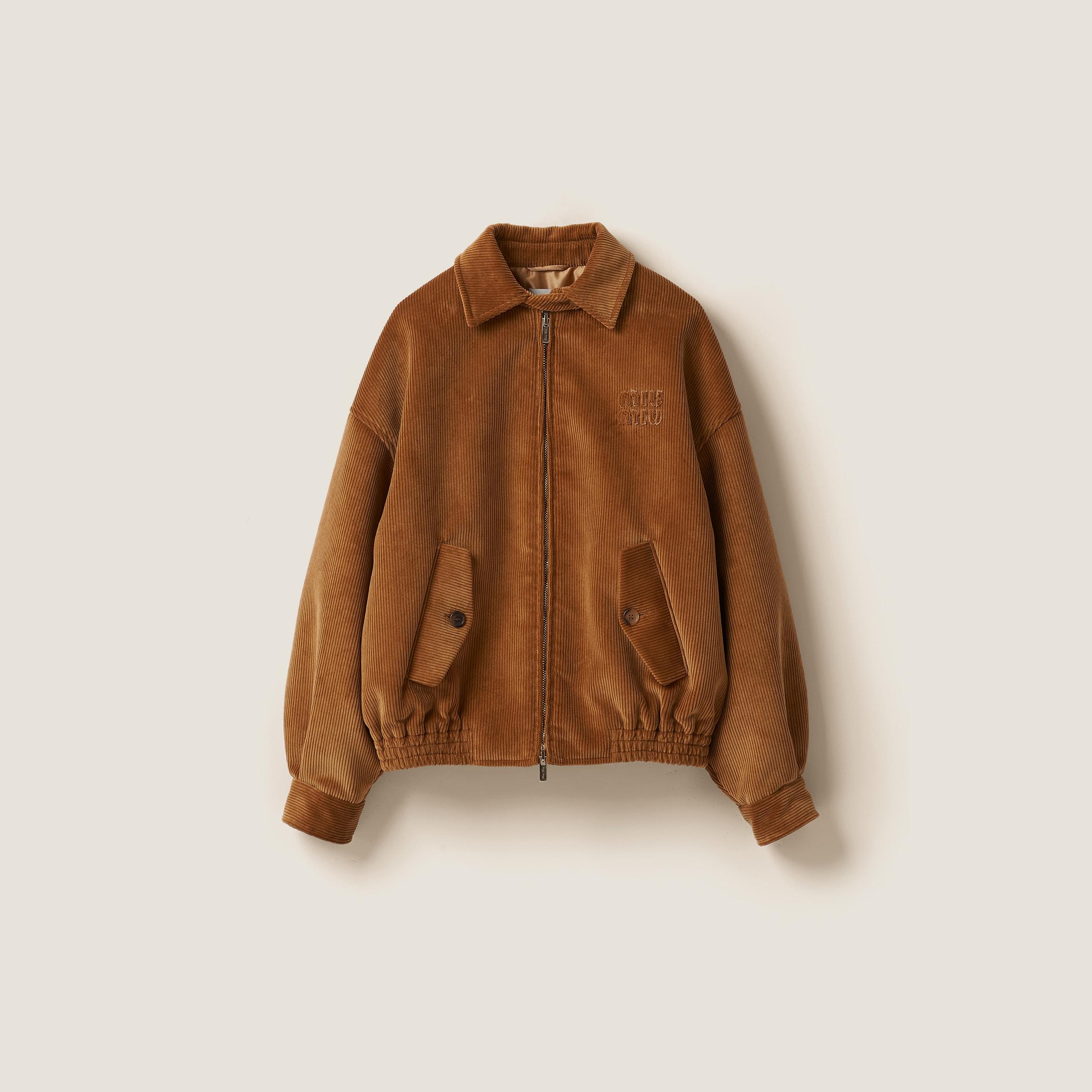 【公式】アクセサリーの激安通販 Miu Miu Corduroy Blouson Jacket in Brown | Lyst ジャケット・アウター