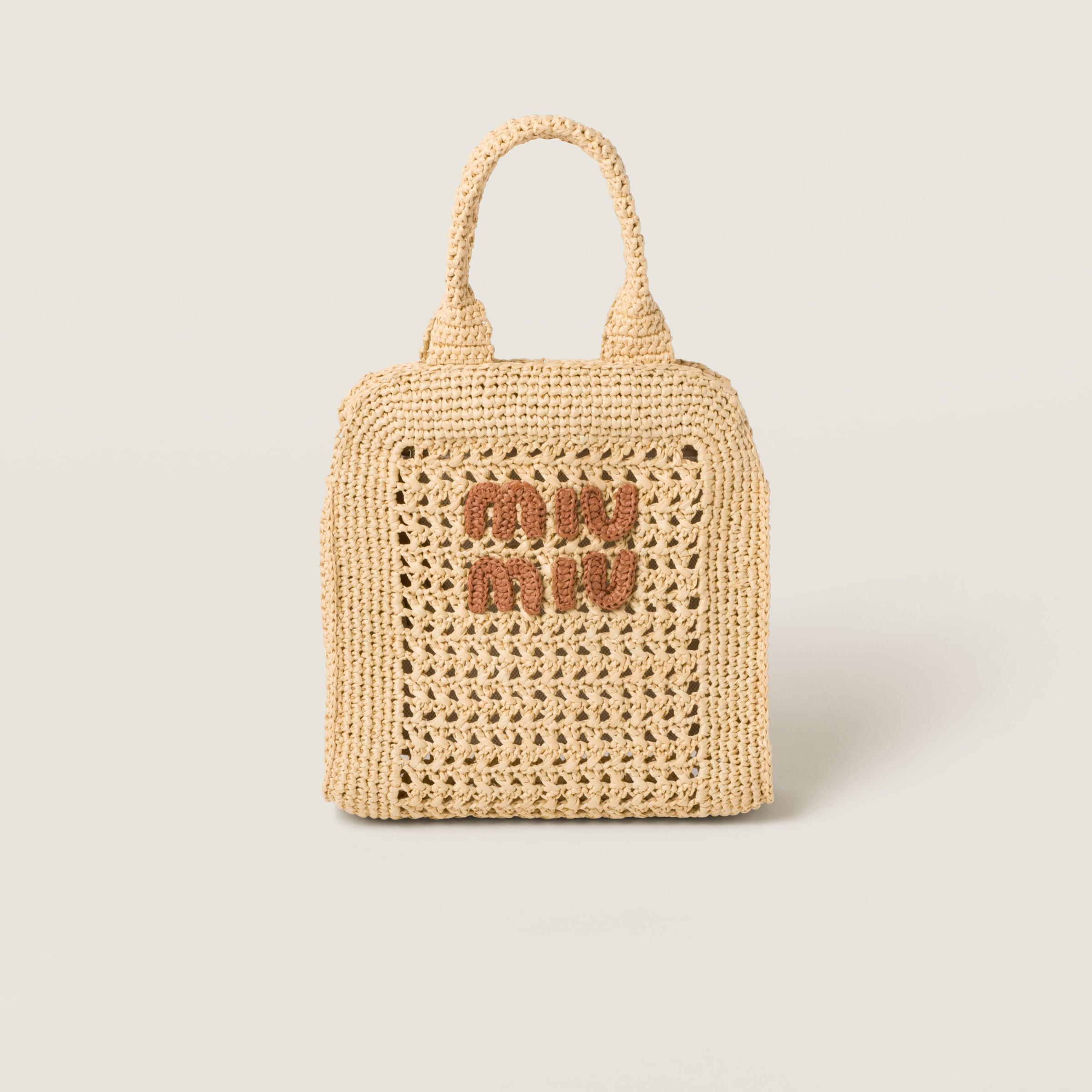 Miu Miu Raffia-Effect Crochet Fabric Tote Bag in Metallic | Lyst