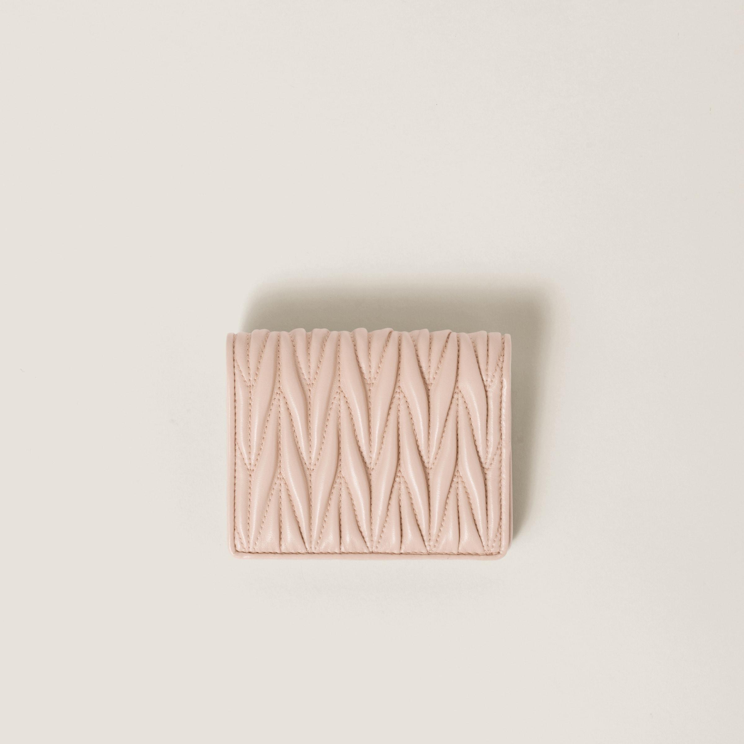 Miu Miu Small Matelassé Nappa Leather Wallet in Pink | Lyst