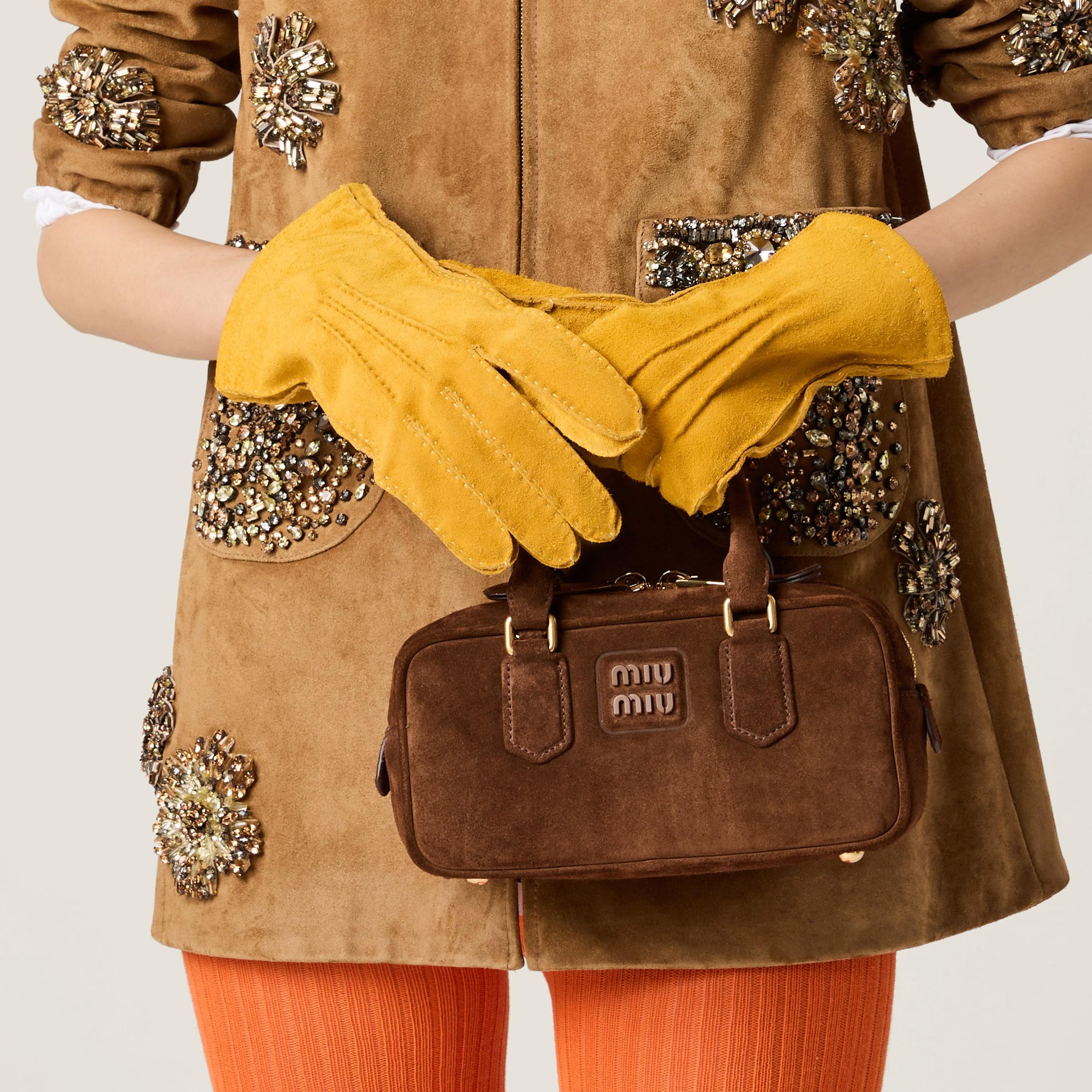 Miu Miu Arcadie Padded Suede Top-Handle Bag in Brown | Lyst