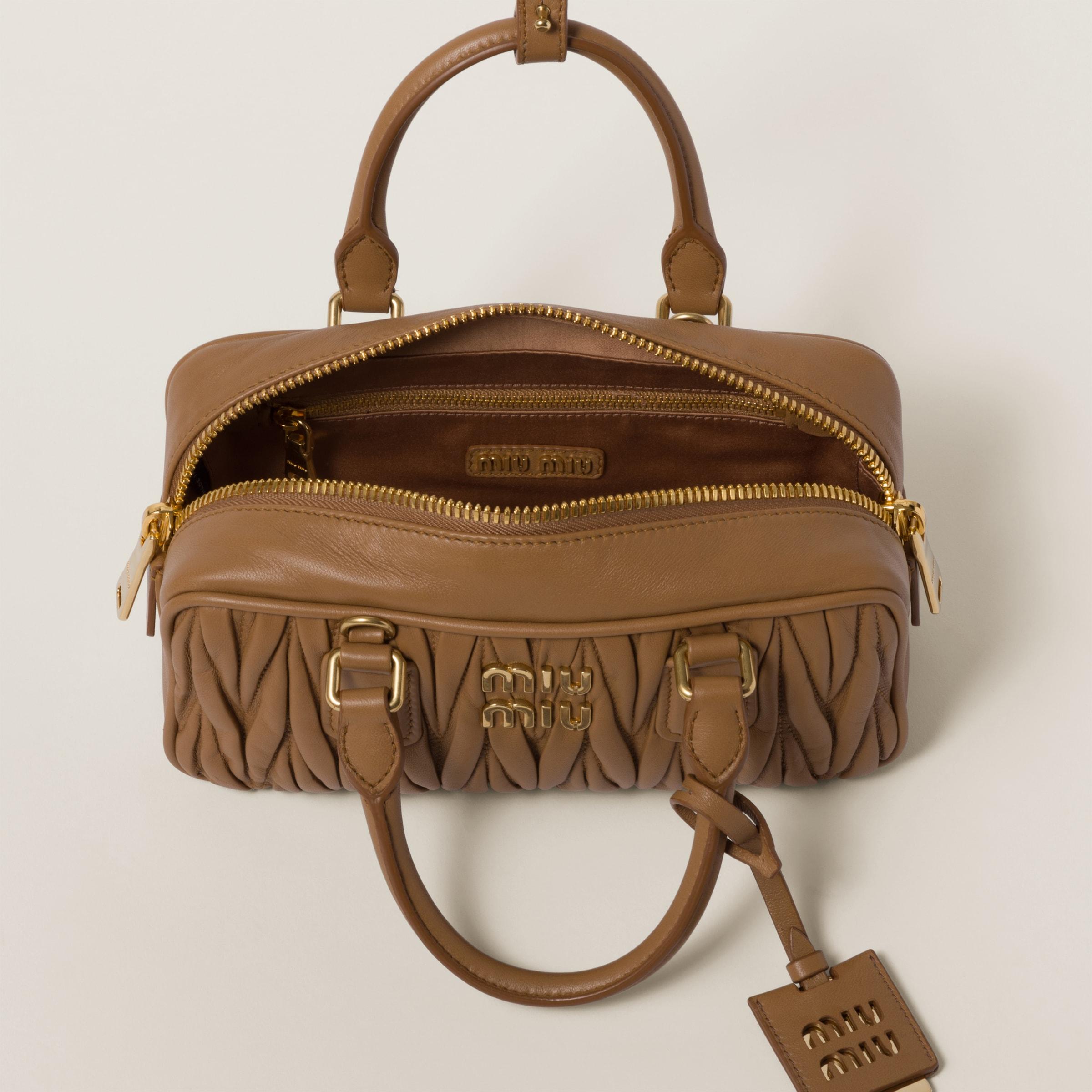 Miu Miu Arcadie Matelassé Nappa Leather Bag in Brown