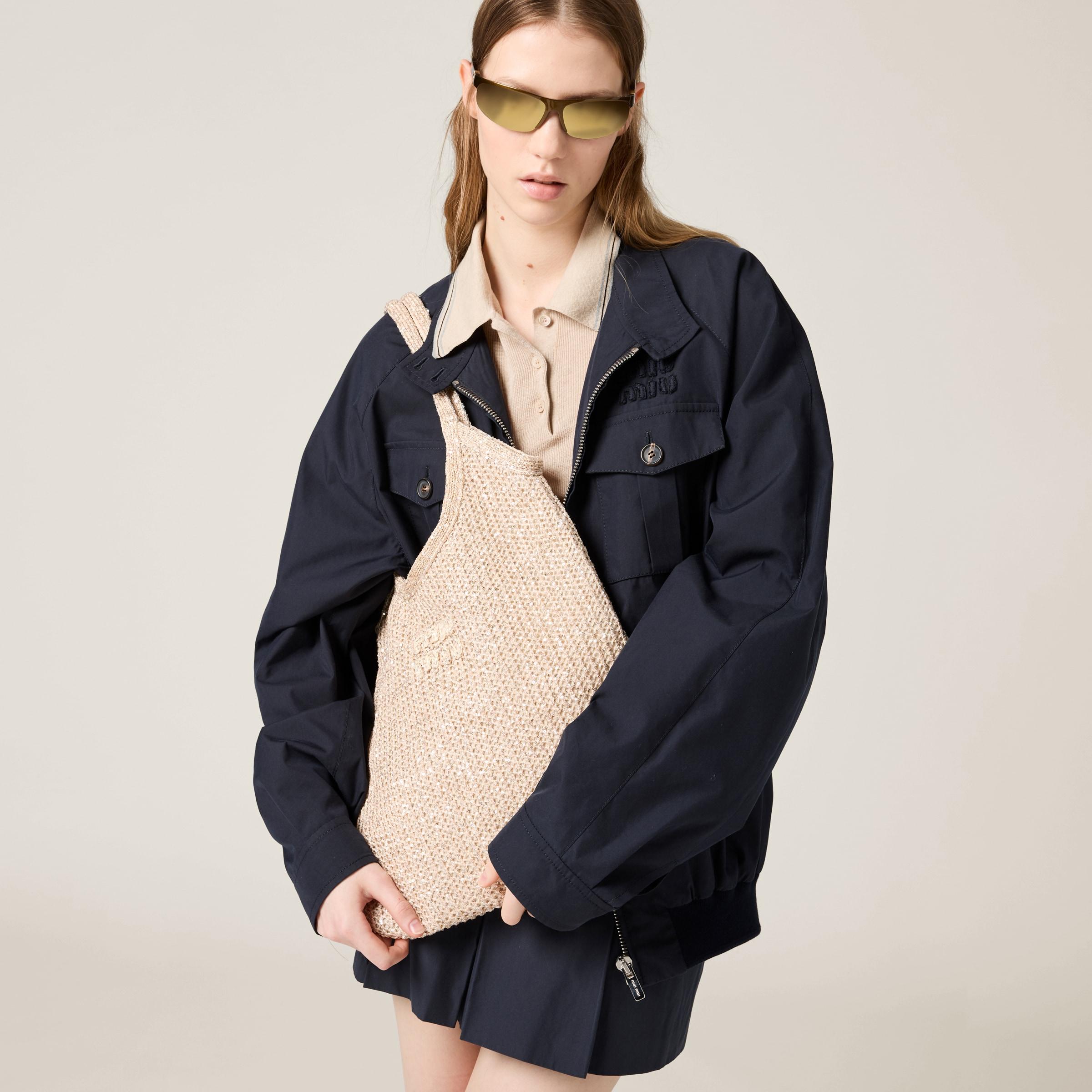 Miu Miu Ivy Sequin Mesh Bag in Natural | Lyst