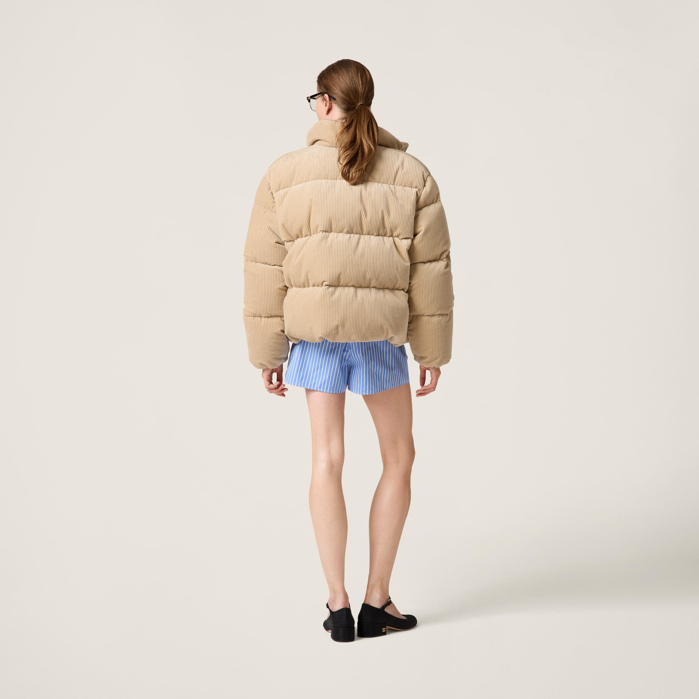ダウンジャケット・コート MIU MIU DOWN JACKETS SABBIA Miu Miu Quilted Jacket in Sabbia | FWRD