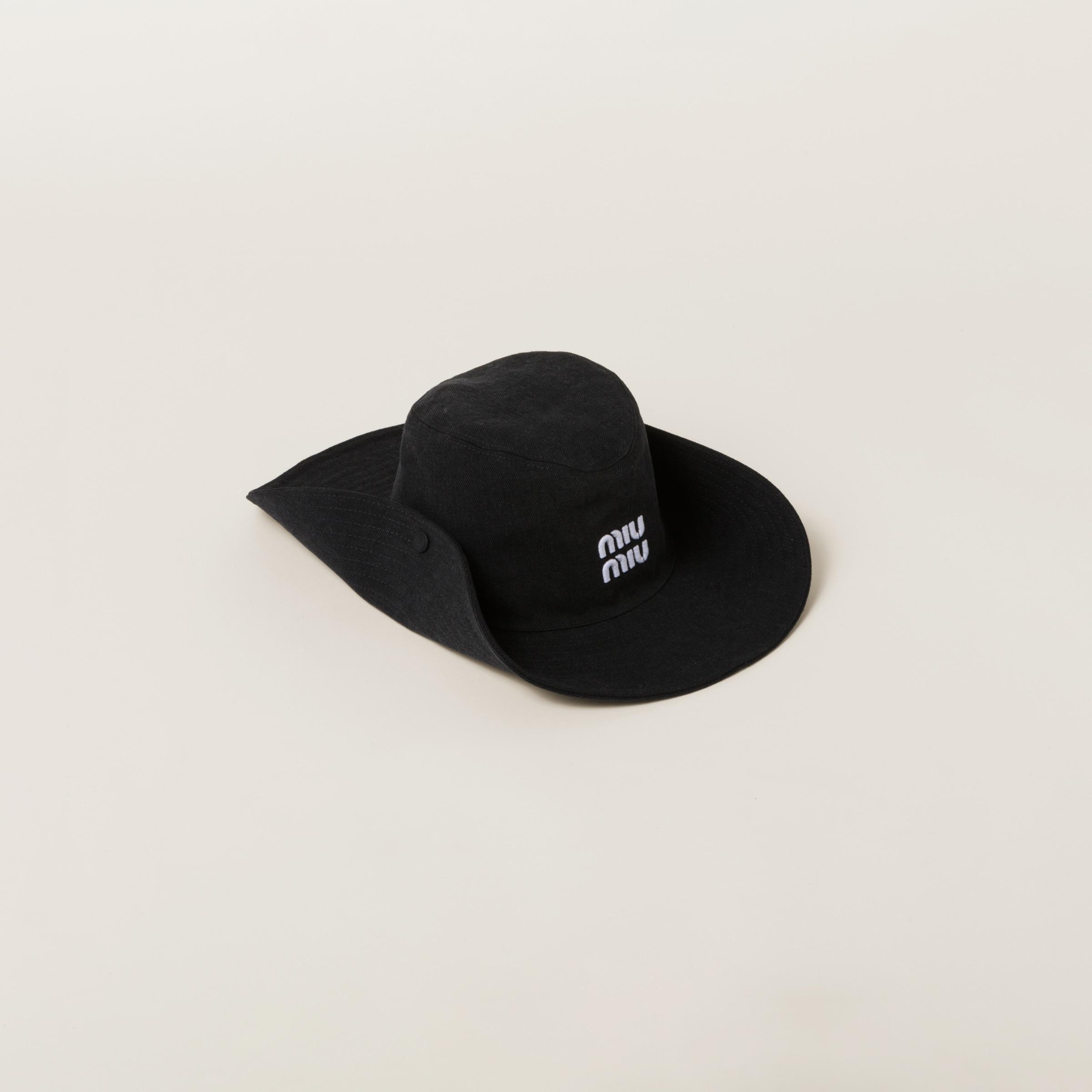 Miu Miu Denim Hat in Black | Lyst