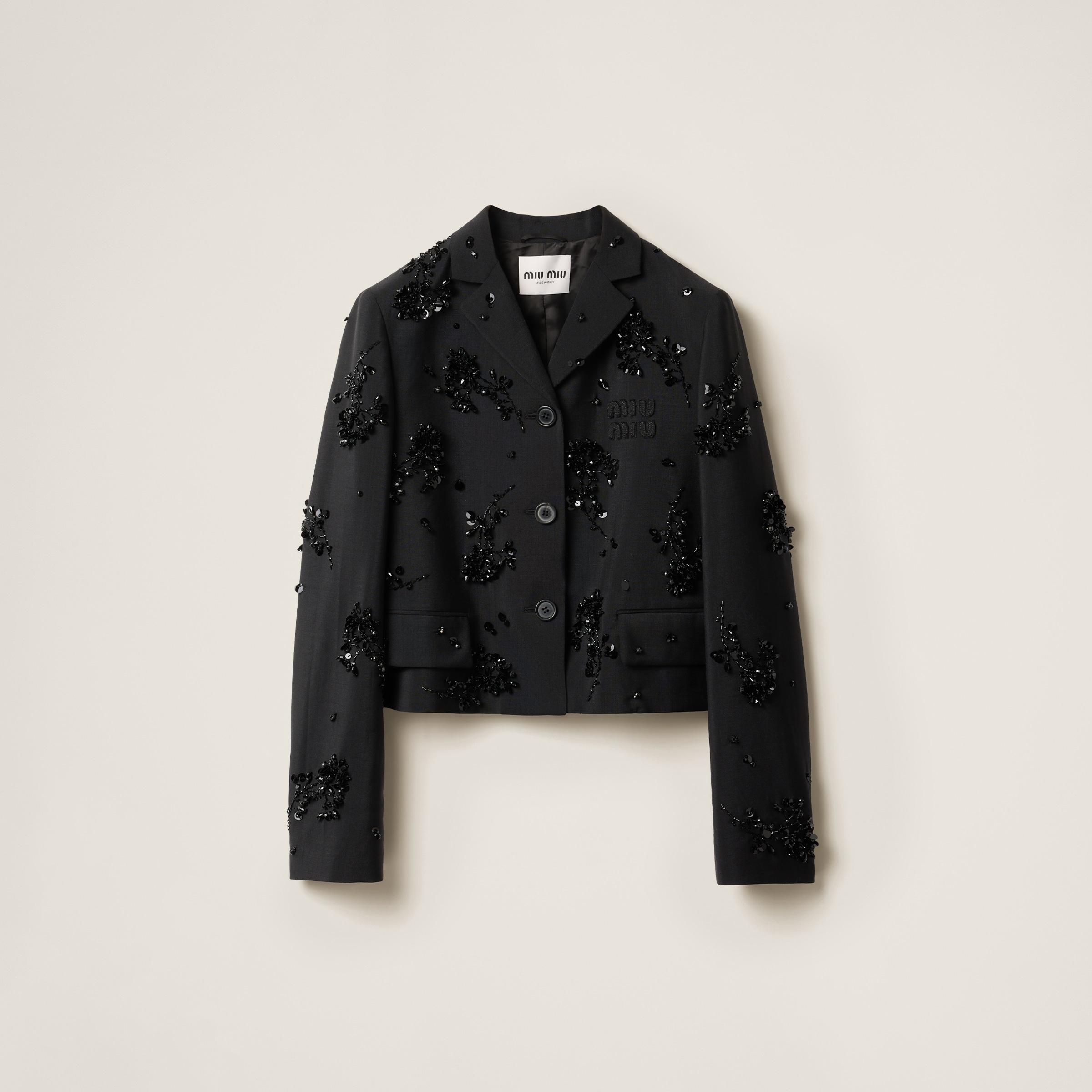 Miu Miu Embroidered Single-Breasted Kid Mohair Jacket in Miu Miu Embroidered Single-Breasted Kid Mohair Jacket in
