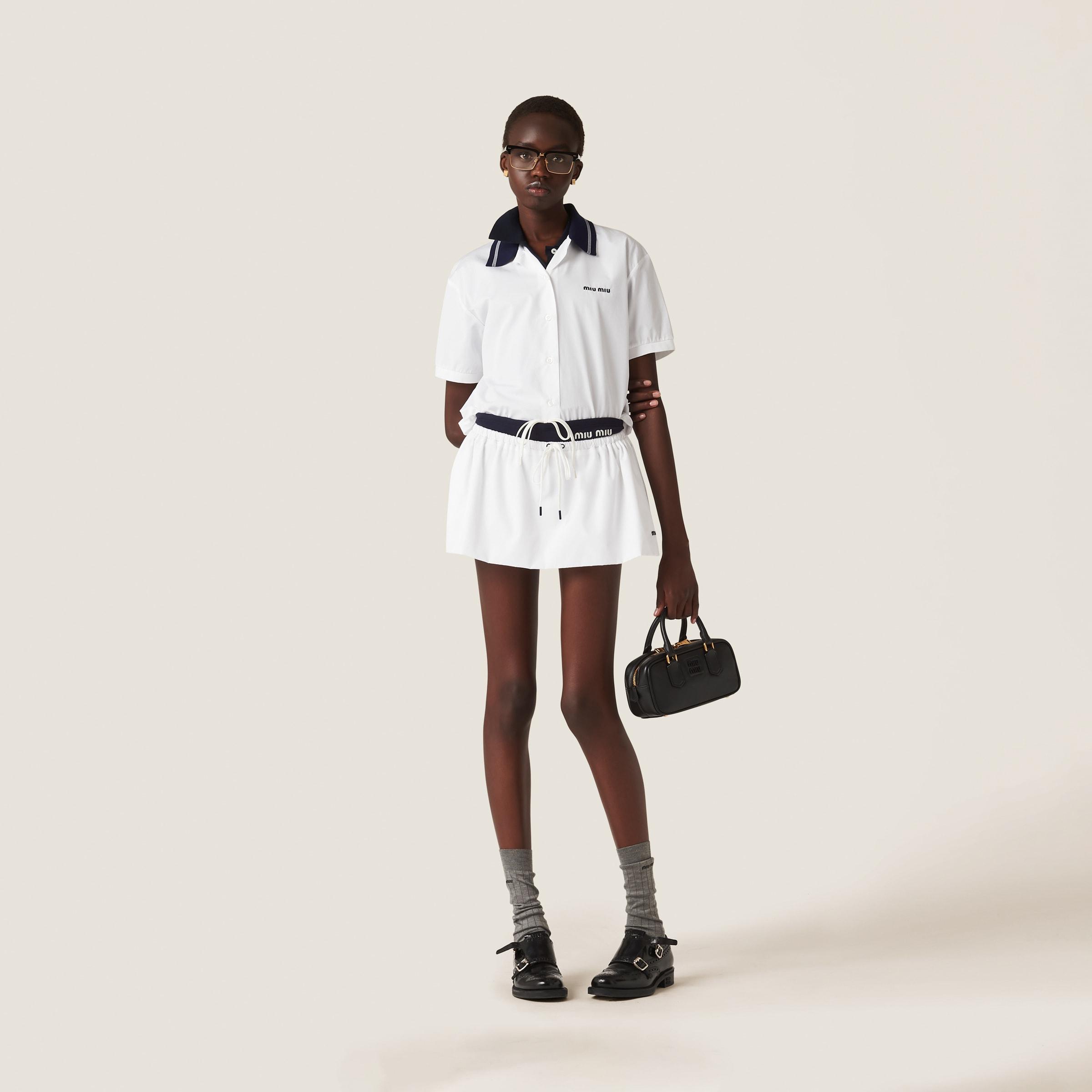 ワンピース MIU MIU White Poplin Shirt Dress Gathered cotton poplin shirt dress in white - Miu Miu