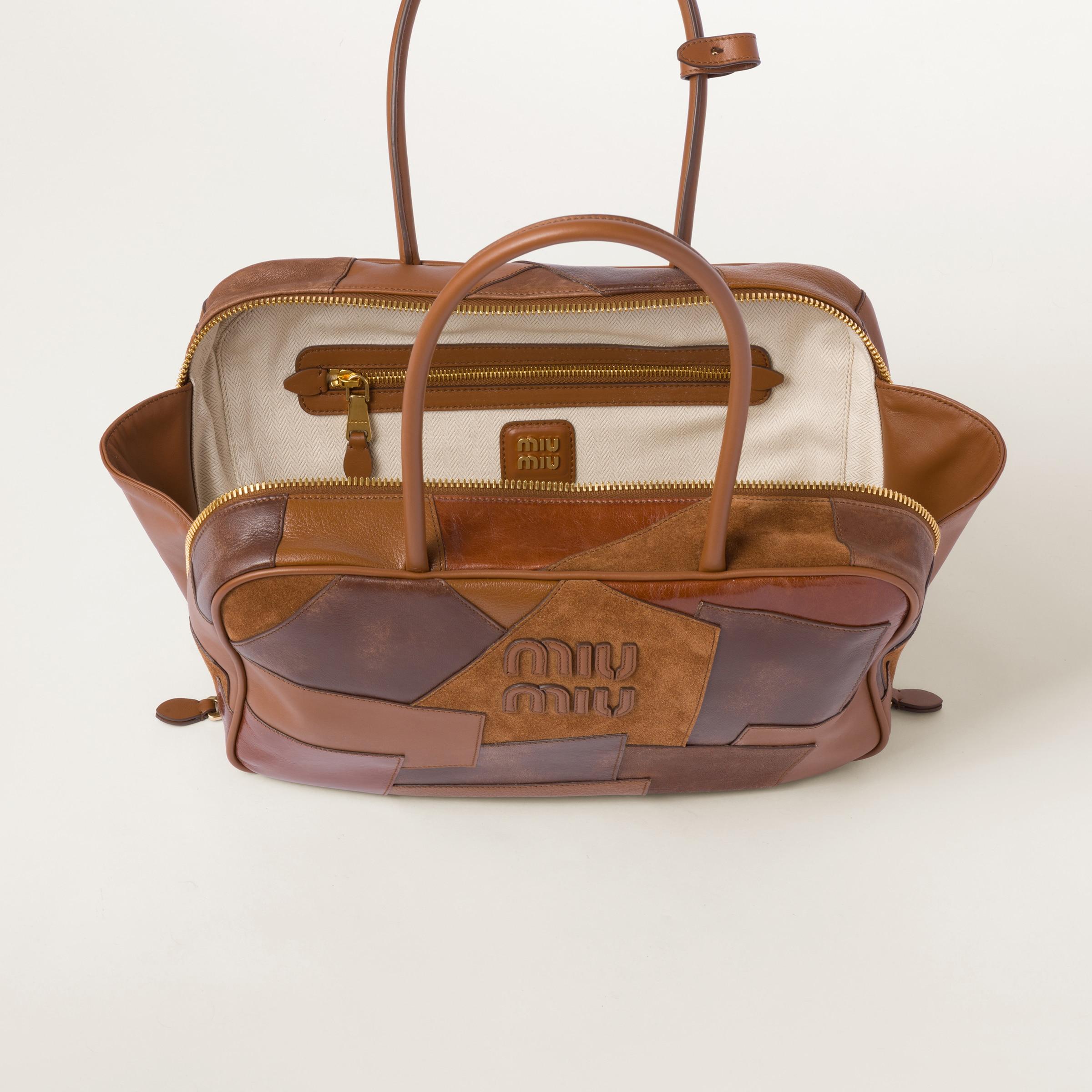 Miu Miu Leather Patchwork Beau Bag in Brown | Lyst