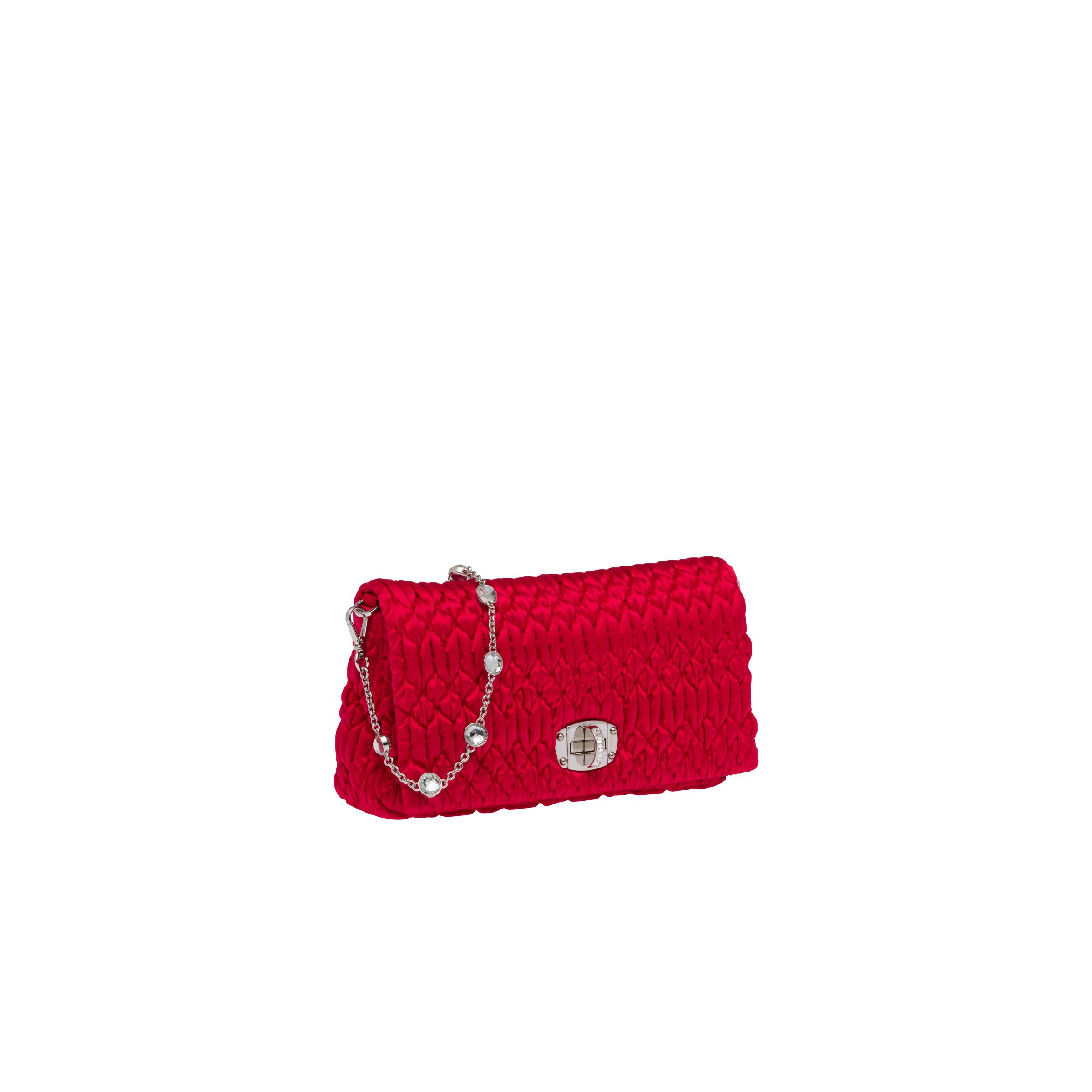 Miu Miu Miu Crystal Satin Bag in Red