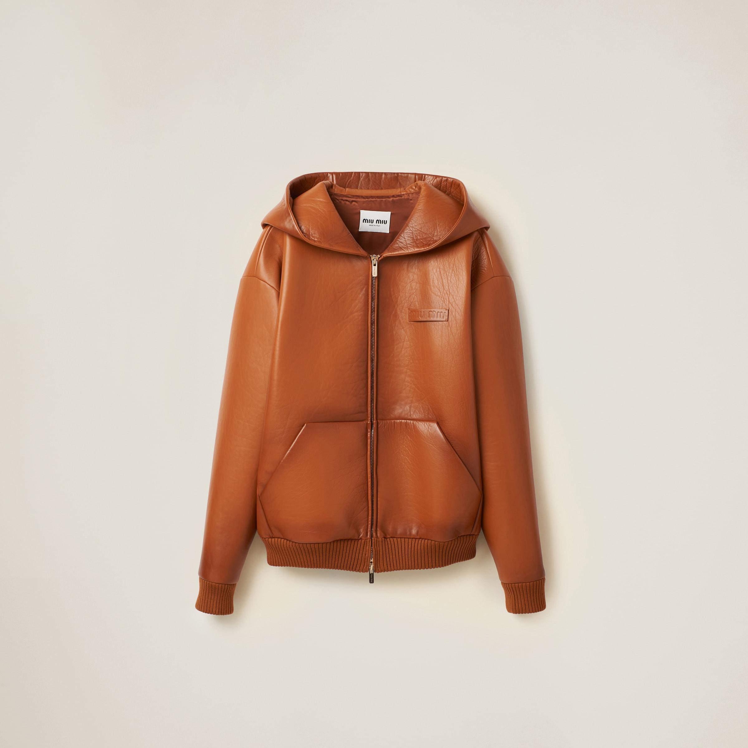 ブルゾン MiuMiu | Nappa leather jacket MPV858_1134_F0V6L_S_232 Sand/coffee Nappa Leather Jacket | Miu Miu