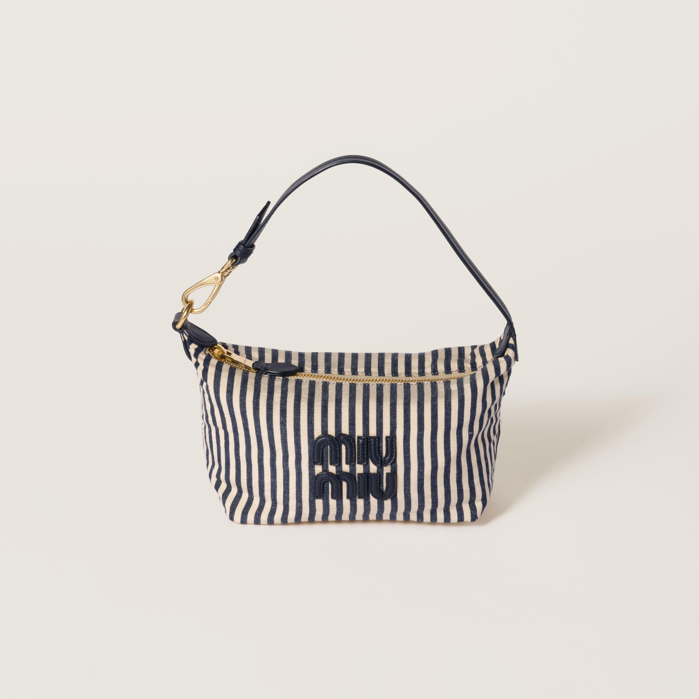 【Miu Miu】Woven fabric bag ロゴ刺繍入りバッグ Miu Miu Woven fabric handbag for Women - Beige in Qatar