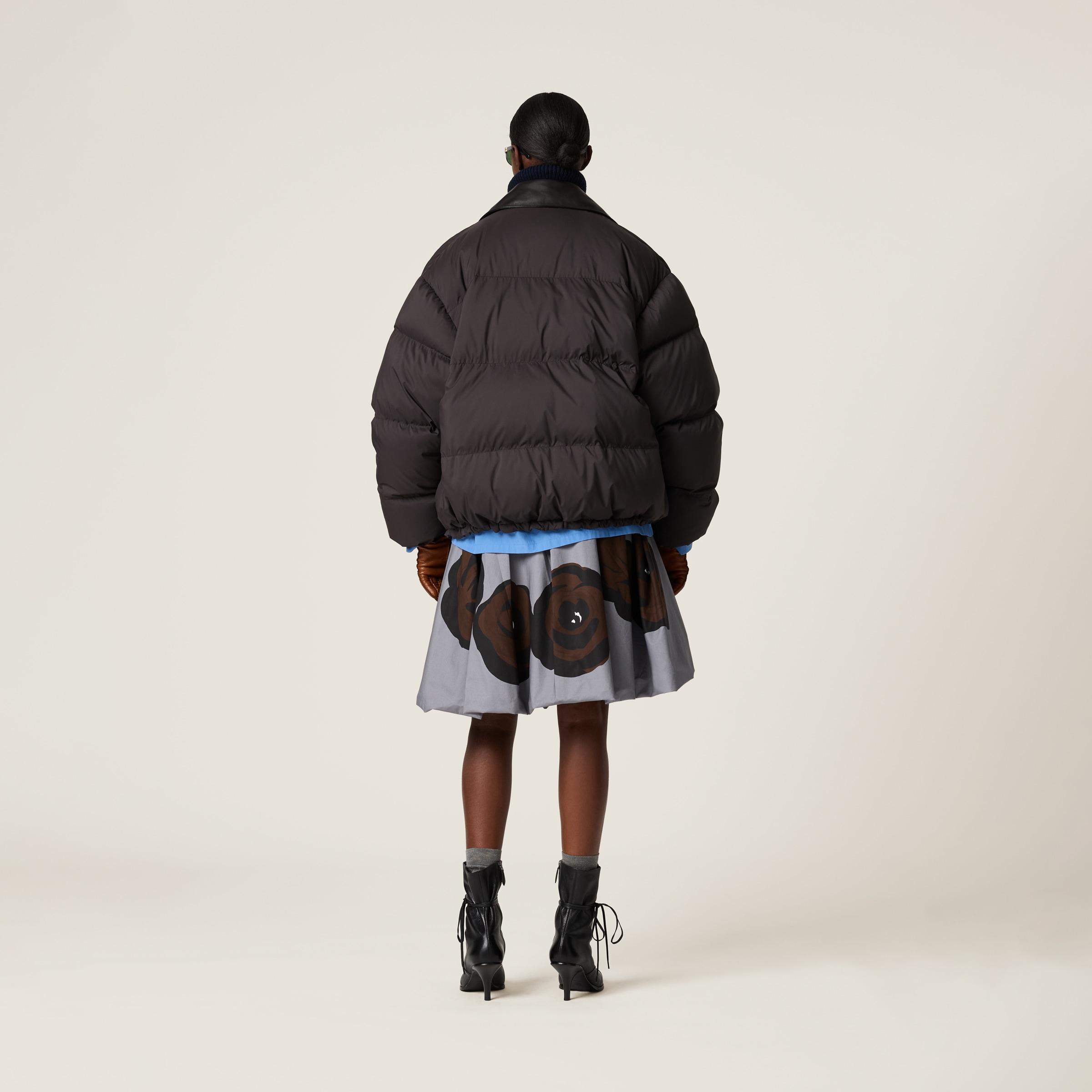 【日本入手困難】Technical ponge cropped down jacket Miu Miu Technical Pongé Puffer Jacket in Black | Lyst