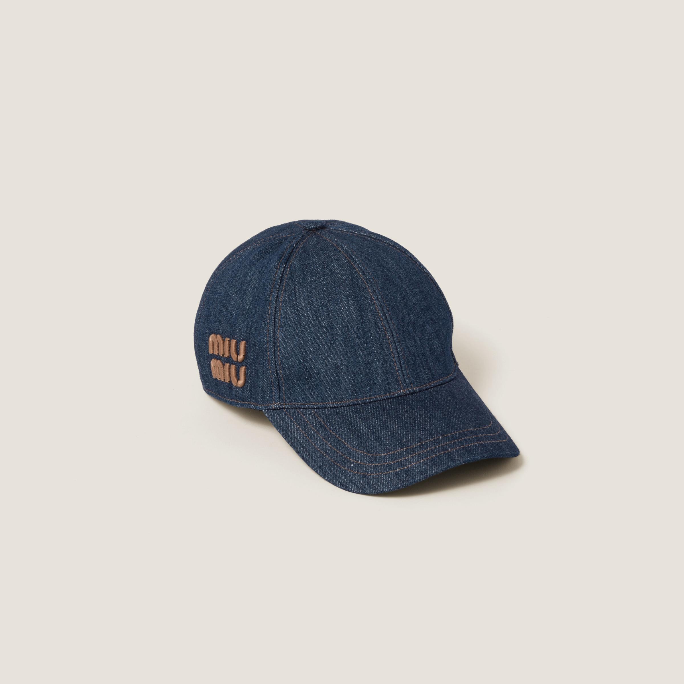 Miu Miu Logo-Embroidered Denim Baseball Cap in Blue | Lyst