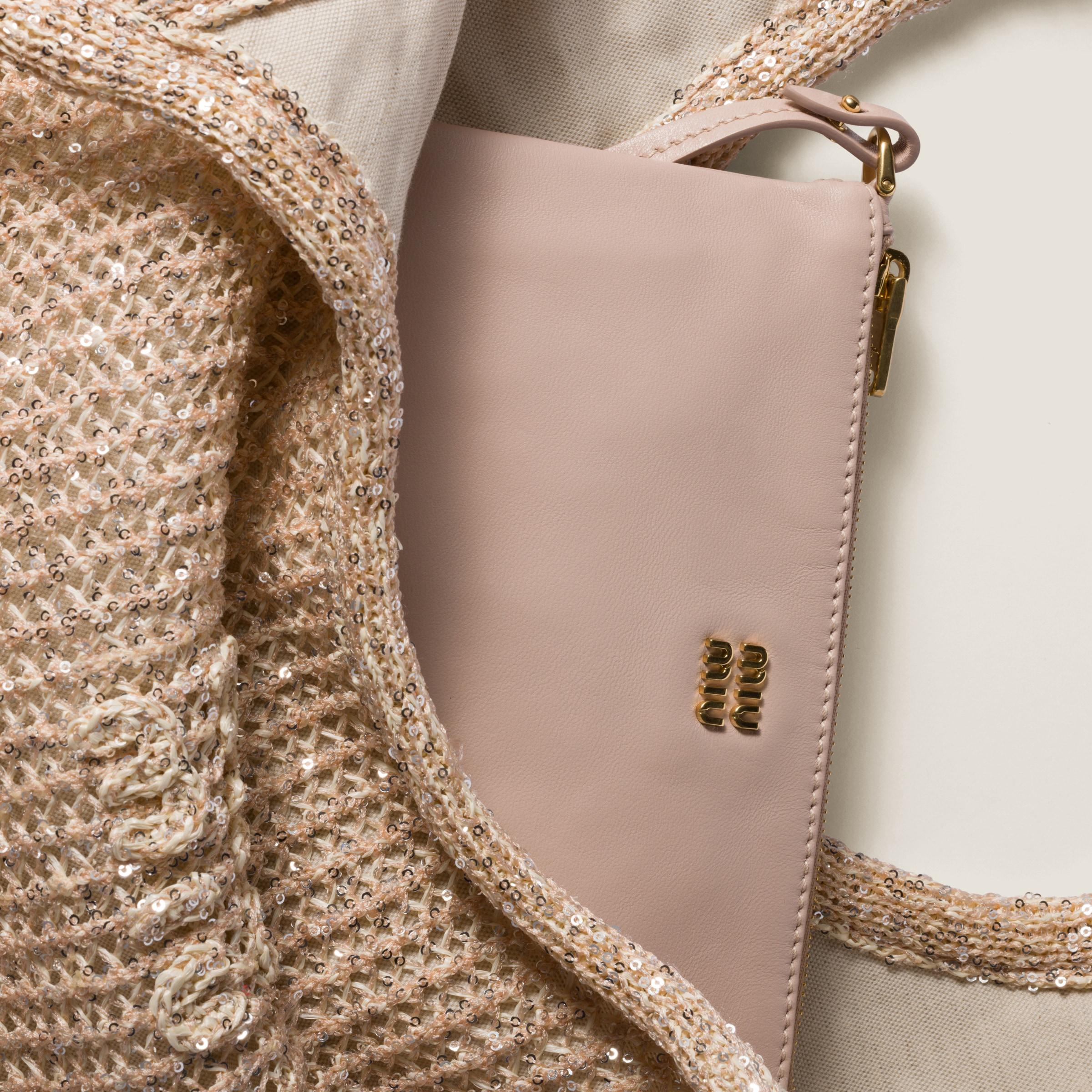 Miu Miu Ivy Sequin Mesh Bag in Natural | Lyst