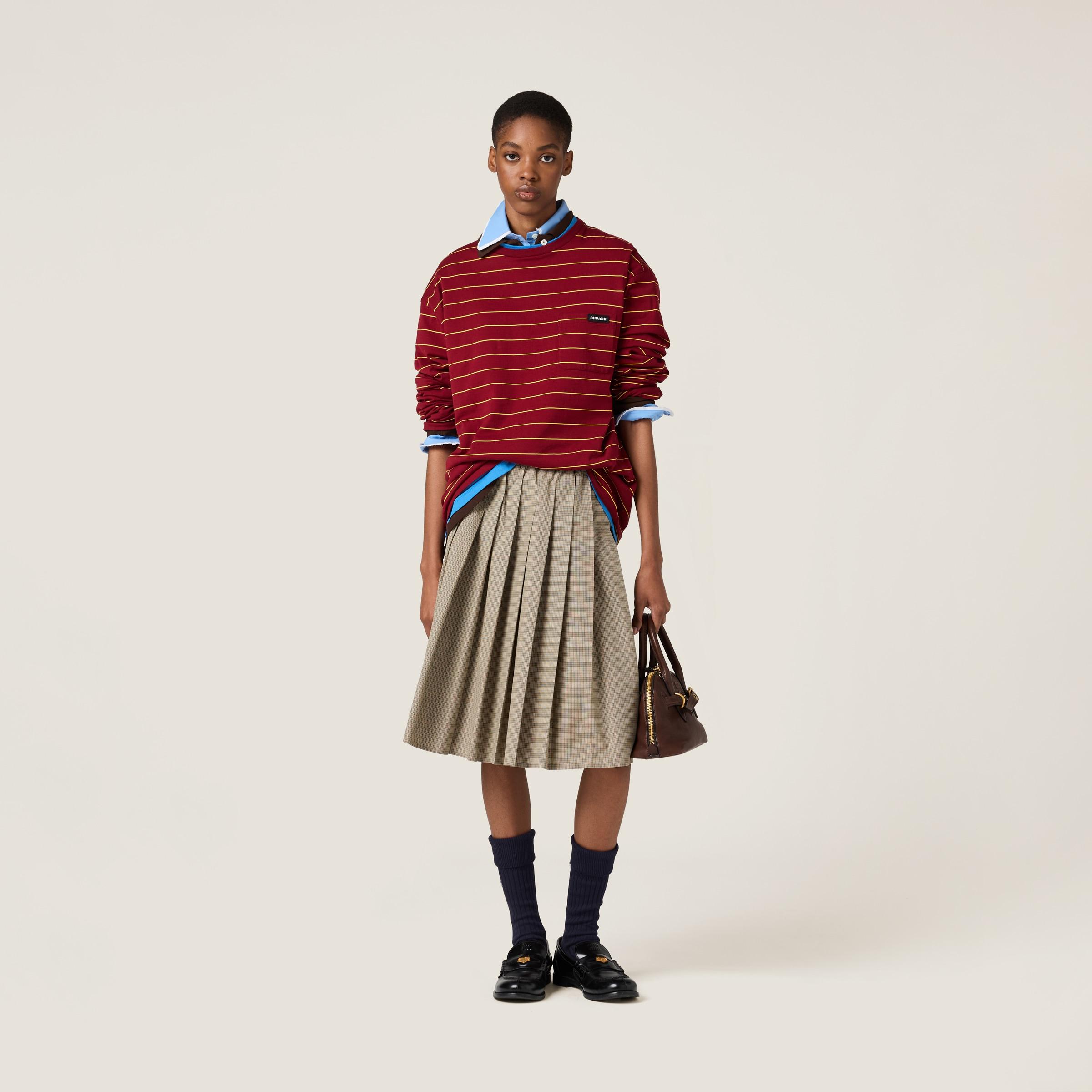 Miu Miu Striped Cotton Top in Red | Lyst