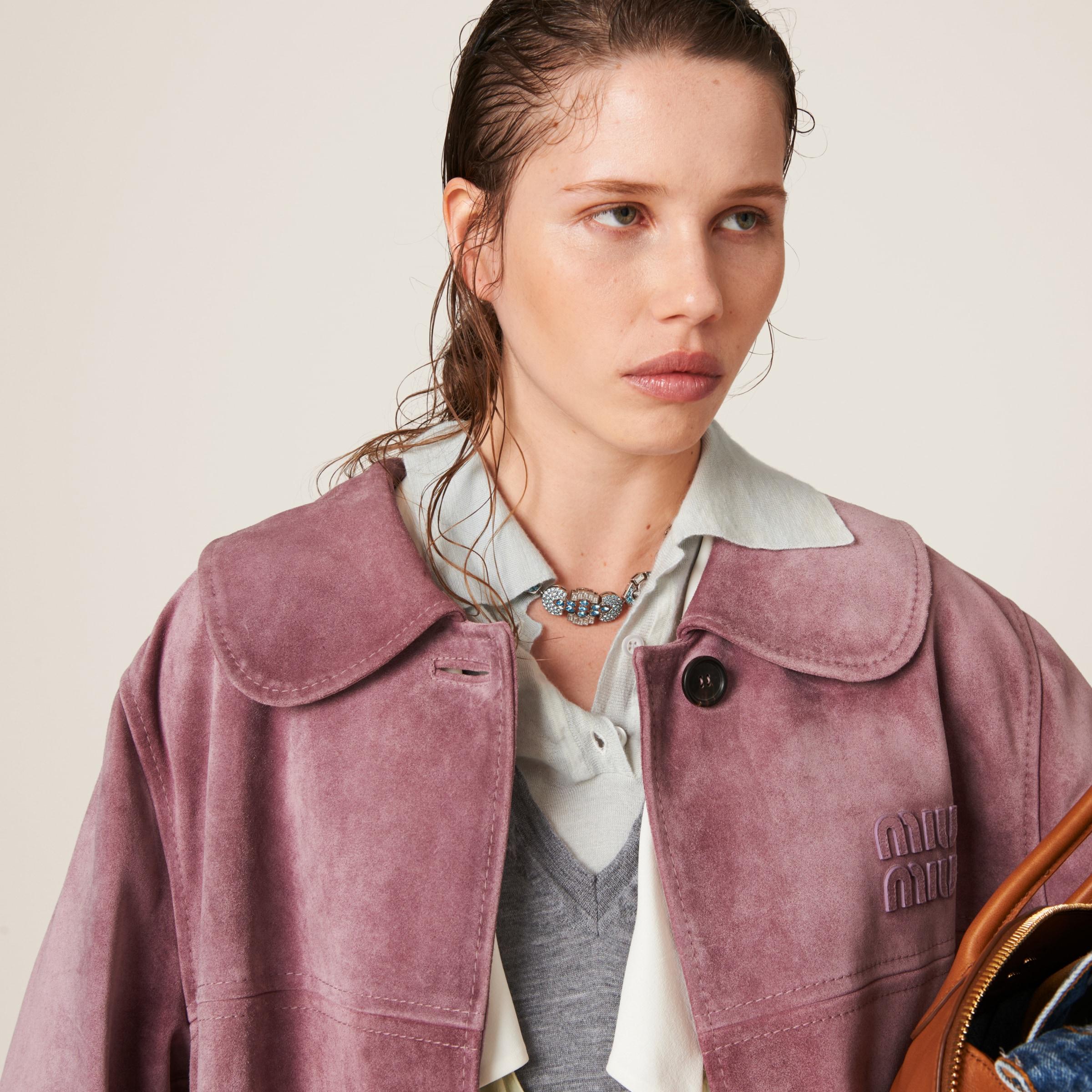 Pink suede puffer jacket online
