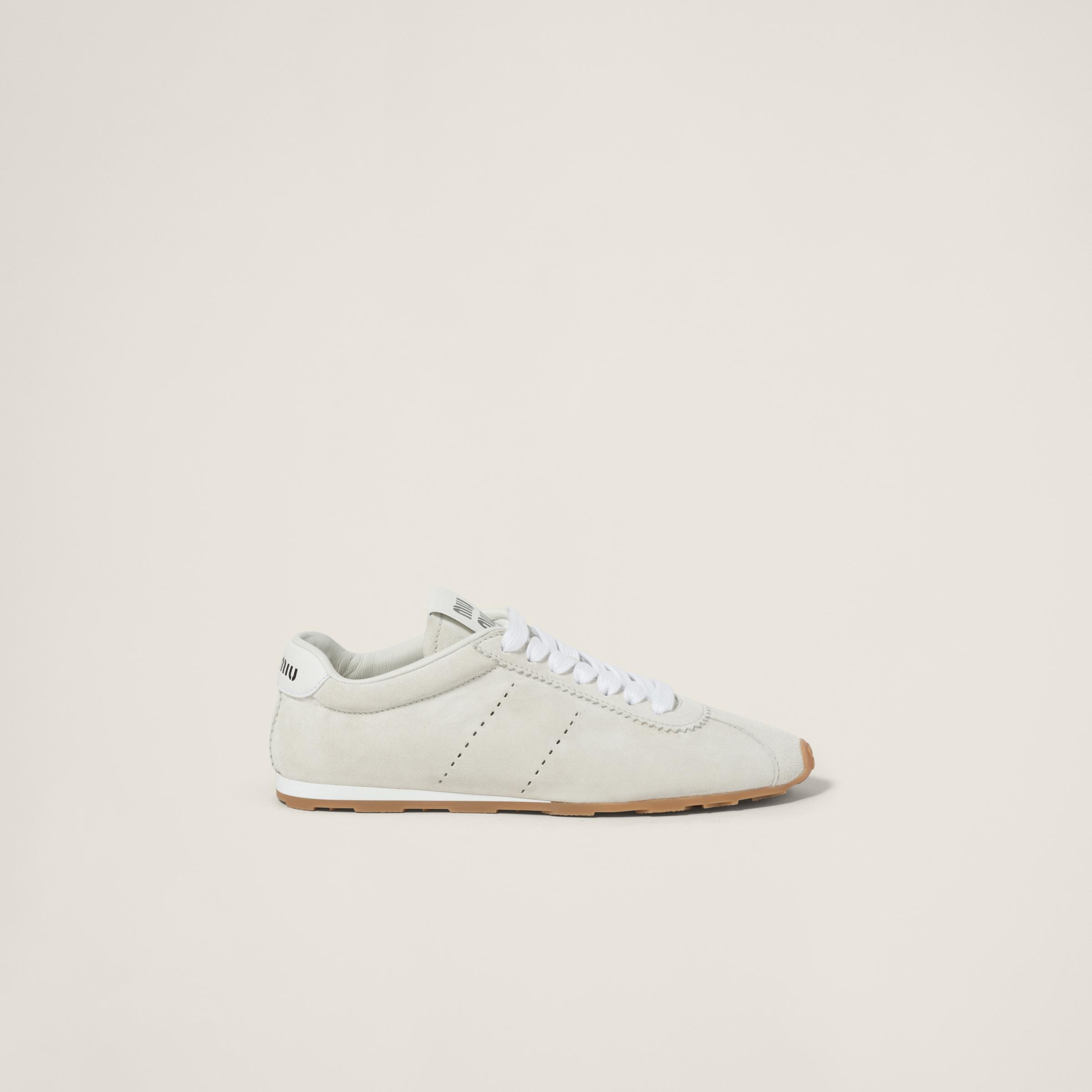 Miu Miu Plume Suede Sneakers in White | Lyst