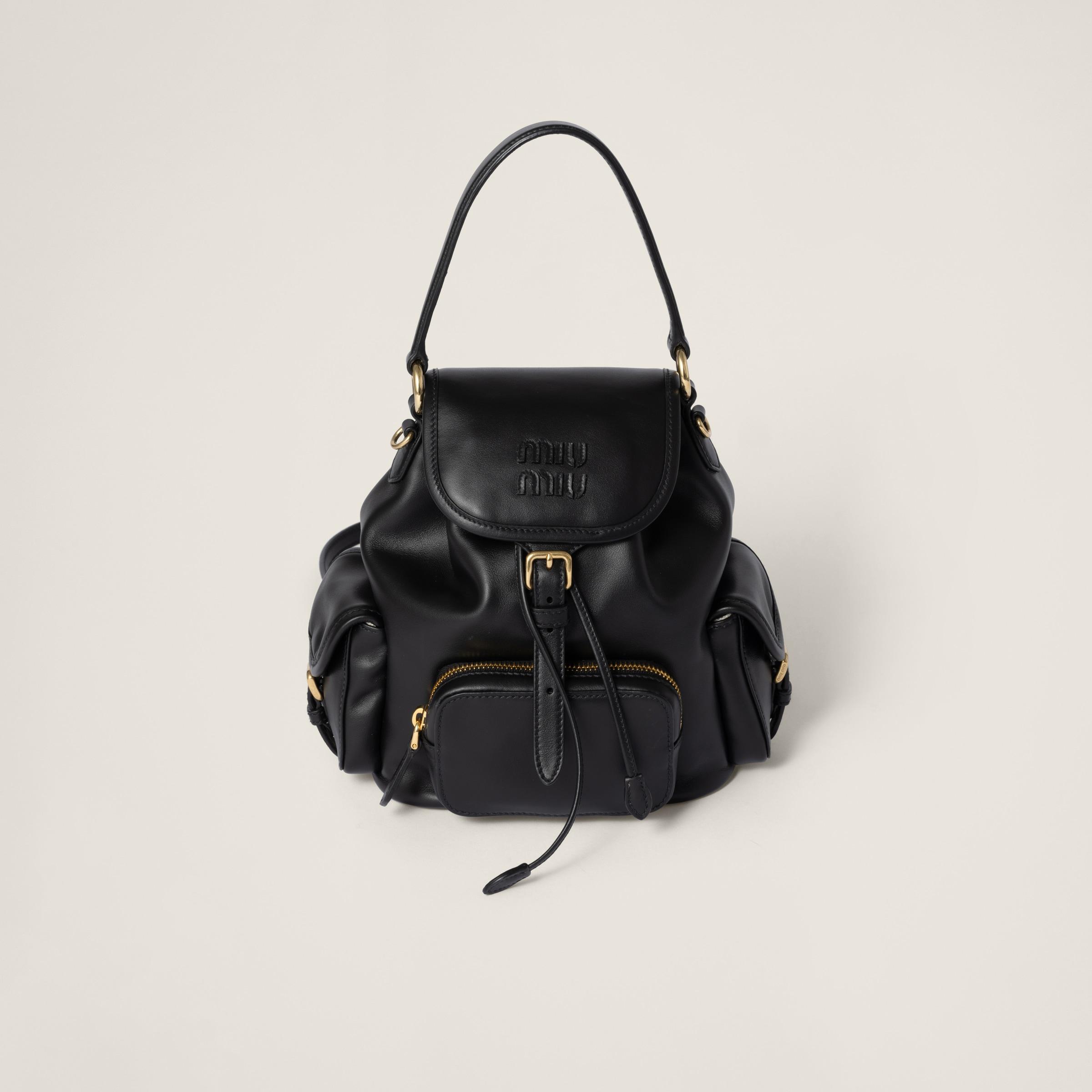 Miu Miu Leather Backpack in Black | Lyst