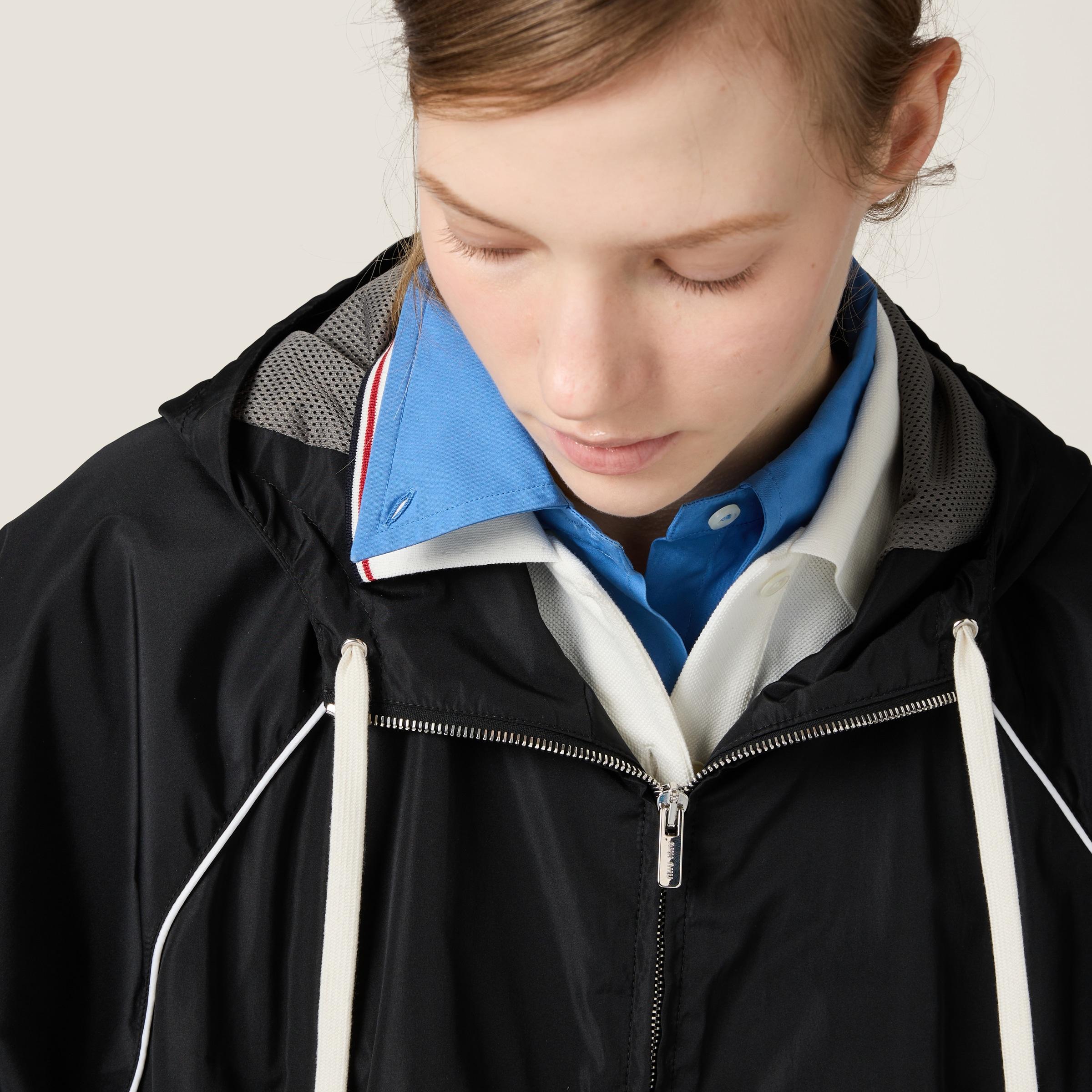 MiuMiu Technical Silk Zipper Blouson Jacket ブルゾン ロゴ Miu Miu Technical Silk Zipper Blouson Jacket in Black | Lyst