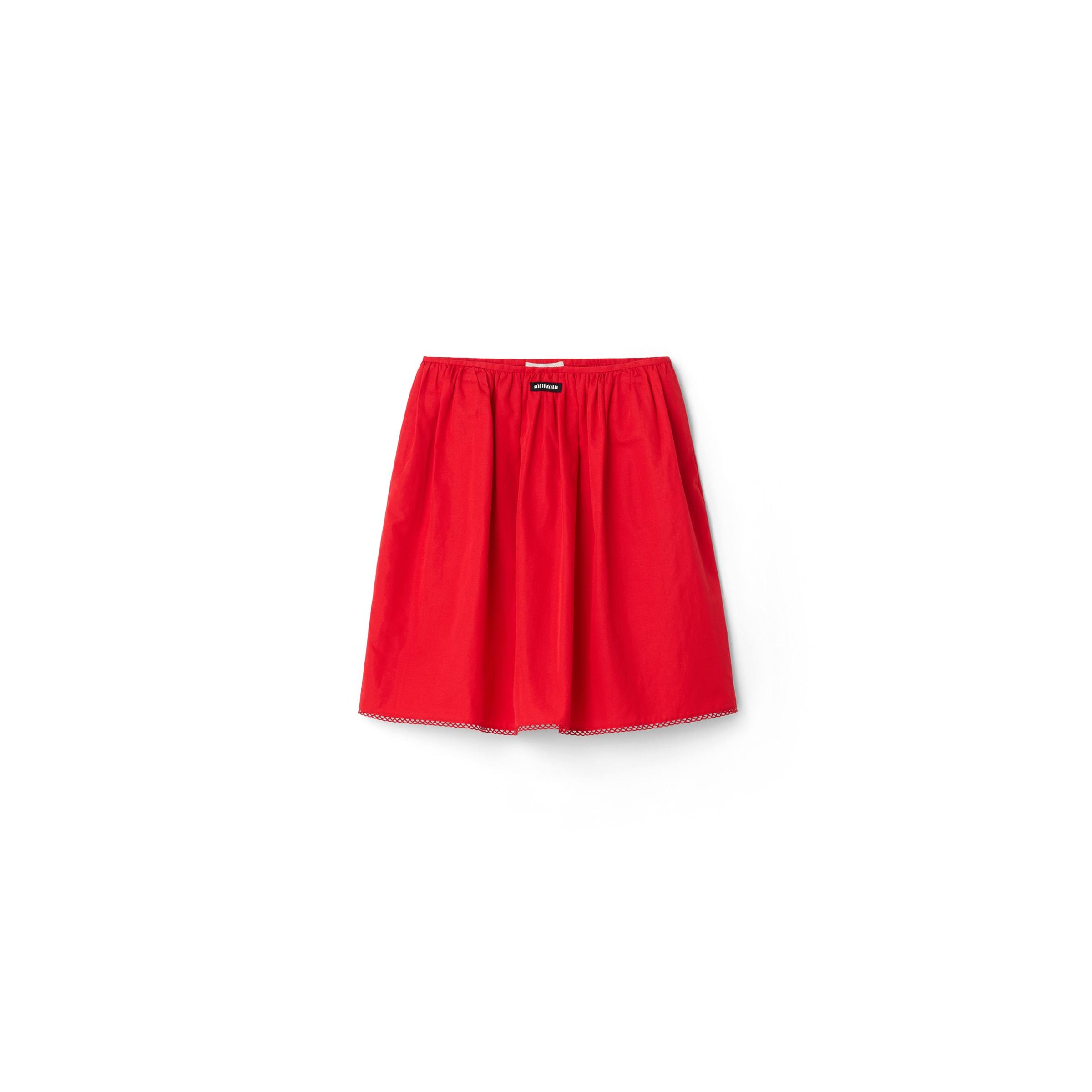 Miu Miu Slubbed Poplin Skirt in Red | Lyst