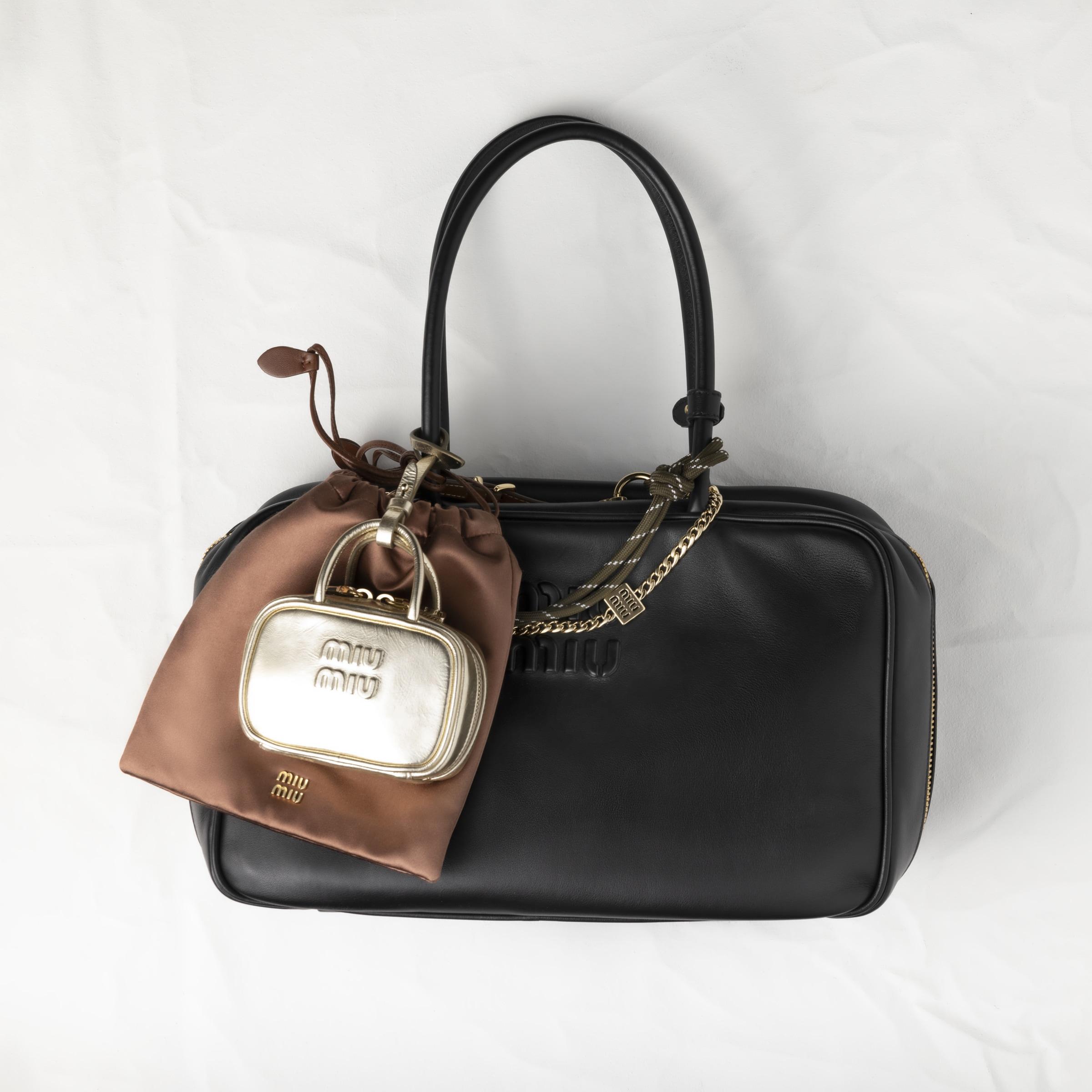 Miu Miu Beau Laminated Leather Micro Bag in Natural | Lyst