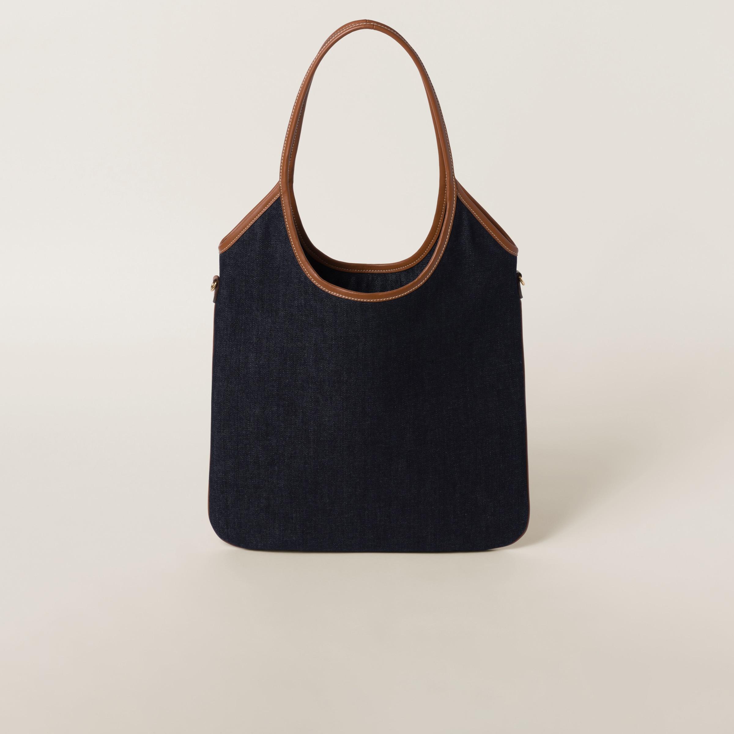 Miu Miu Ivy Denim Bag in Black | Lyst Miu Miu Ivy Denim Bag in Black | Lyst