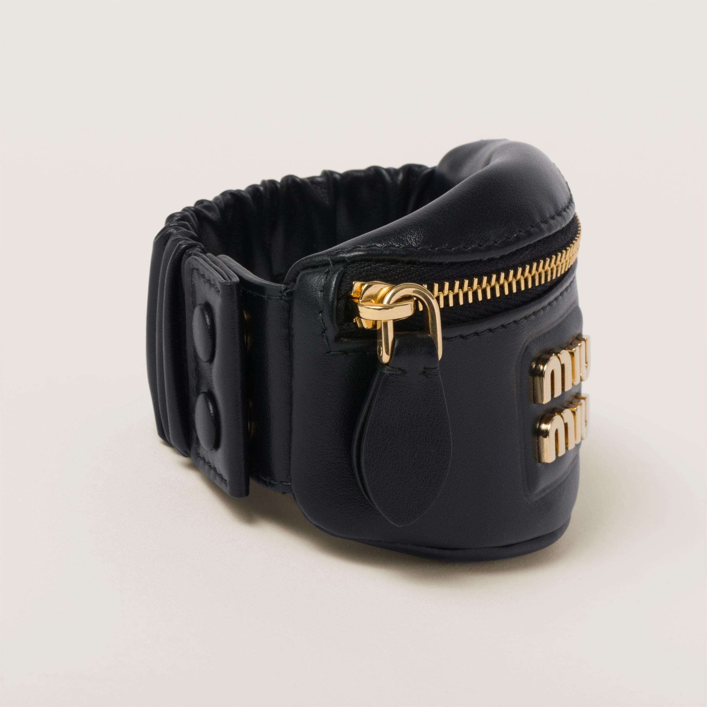 Miu Miu Bracelet With Leather Mini-Pouch in Black | Lyst