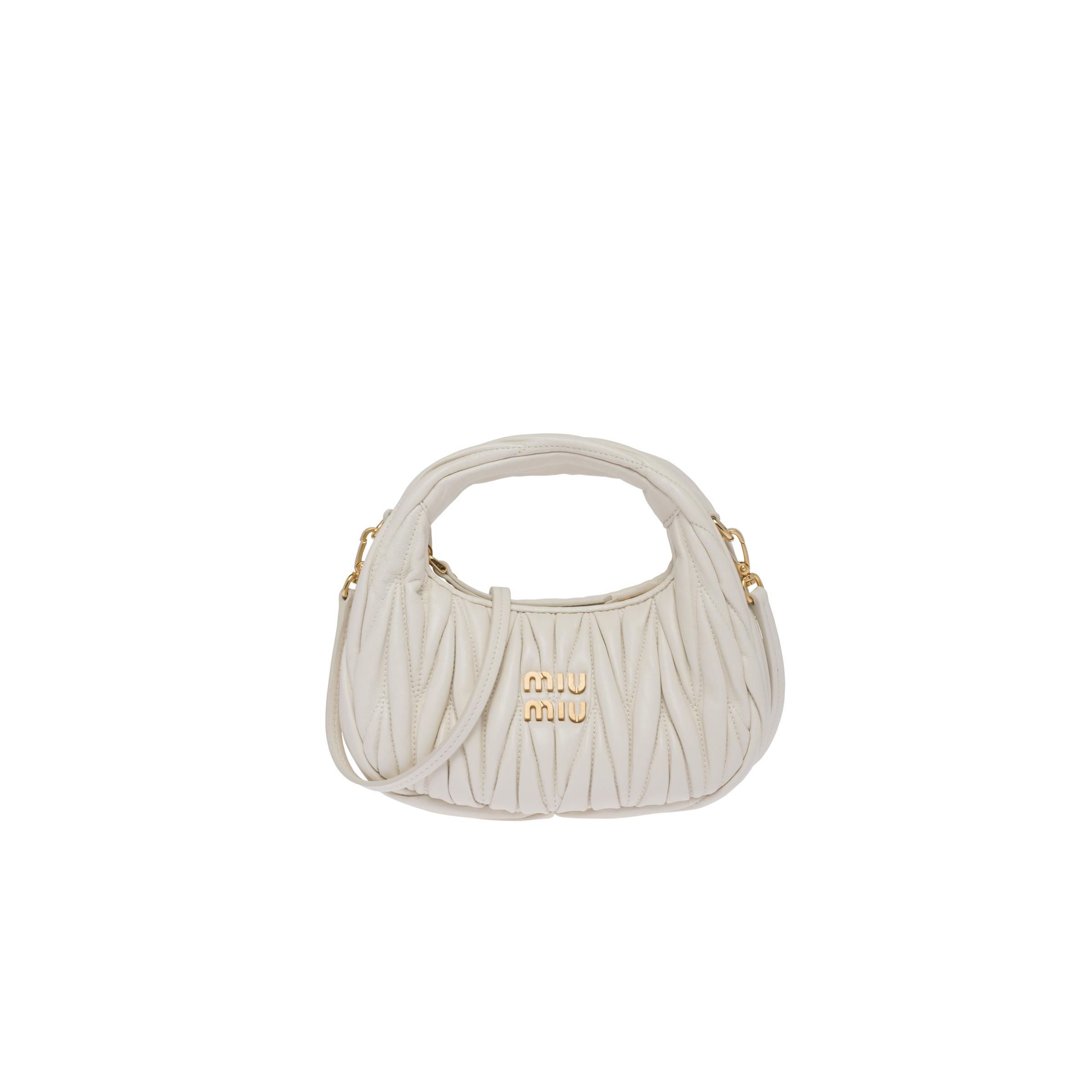 Miu Miu Miu Wander Matelassé Nappa Leather Hobo Minibag in White Lyst